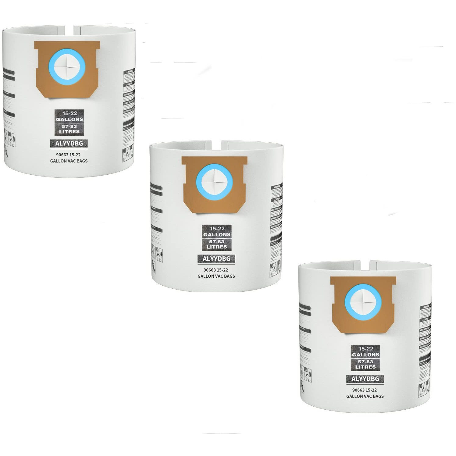 Type G 90663 9066300 Type J 90673 9067300, Part Vf2008, Alyydbg Replacement For Shop Vac 15-22 Gallon Vac Dust Bags,3 Pcs