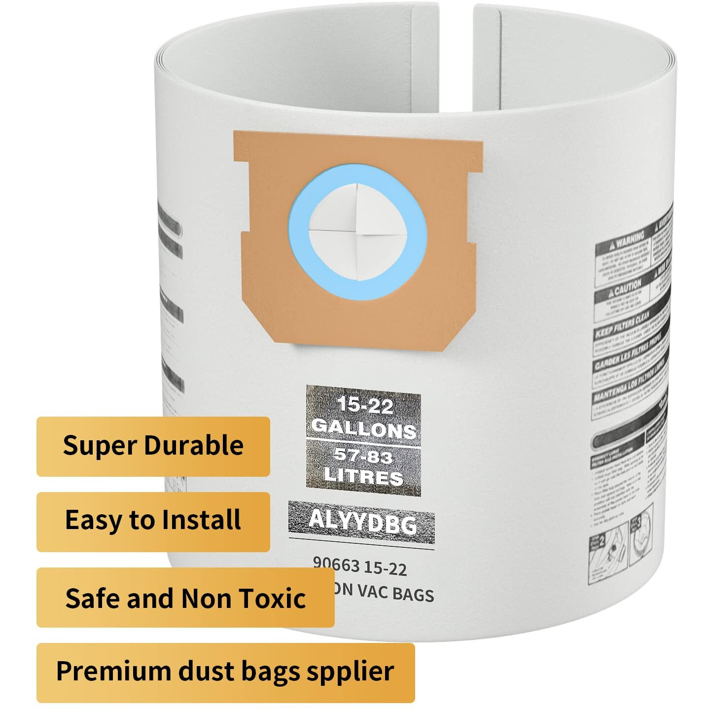 Type G 90663 9066300 Type J 90673 9067300, Part Vf2008, Alyydbg Replacement For Shop Vac 15-22 Gallon Vac Dust Bags,3 Pcs