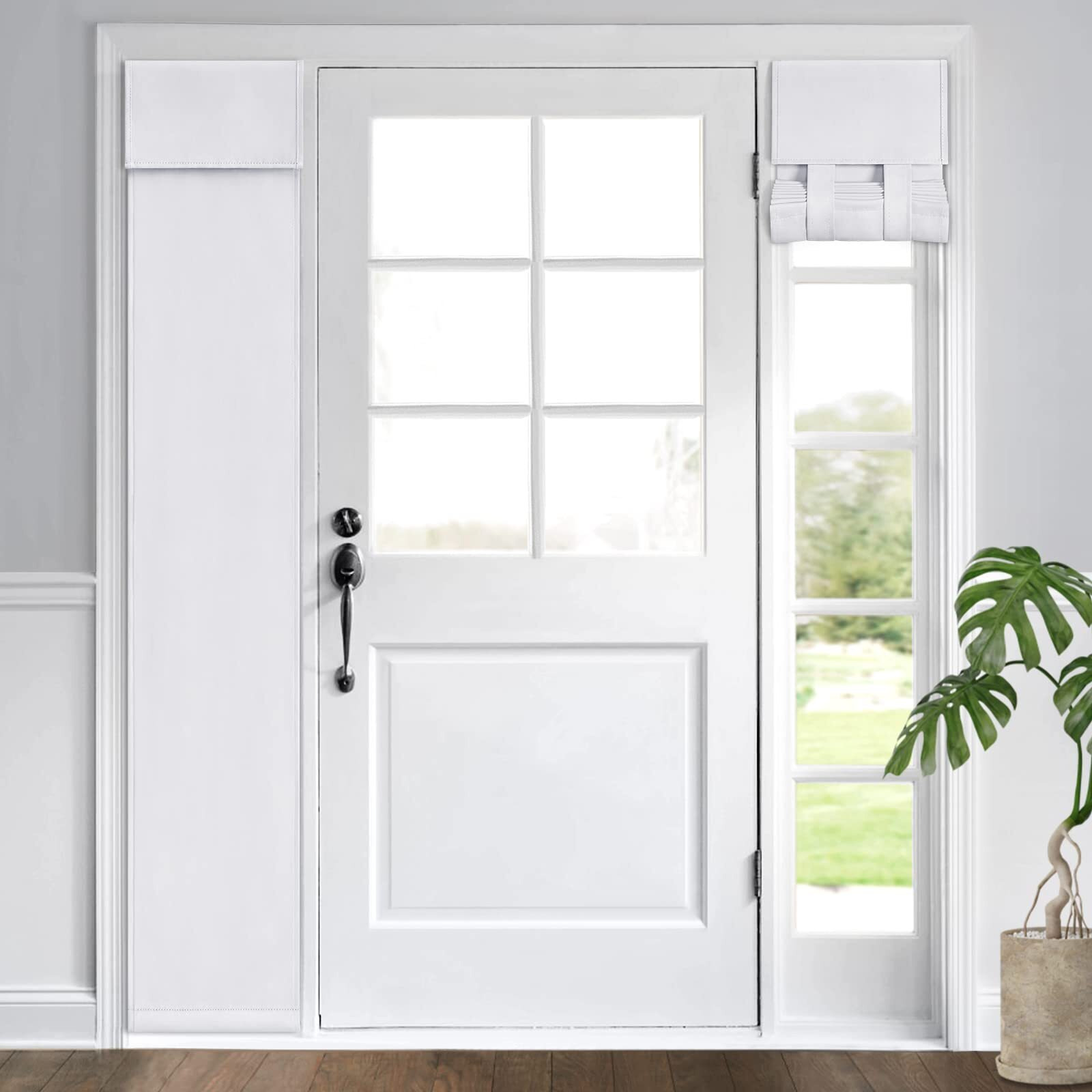 Homeideas Blackout Door Curtains, Privacy Front Door Curtains For Small Window And Sidelight Shades, Thermal Insulated Side Window Covering, Greyish White, 1 Panel, W12 X L68 Inch