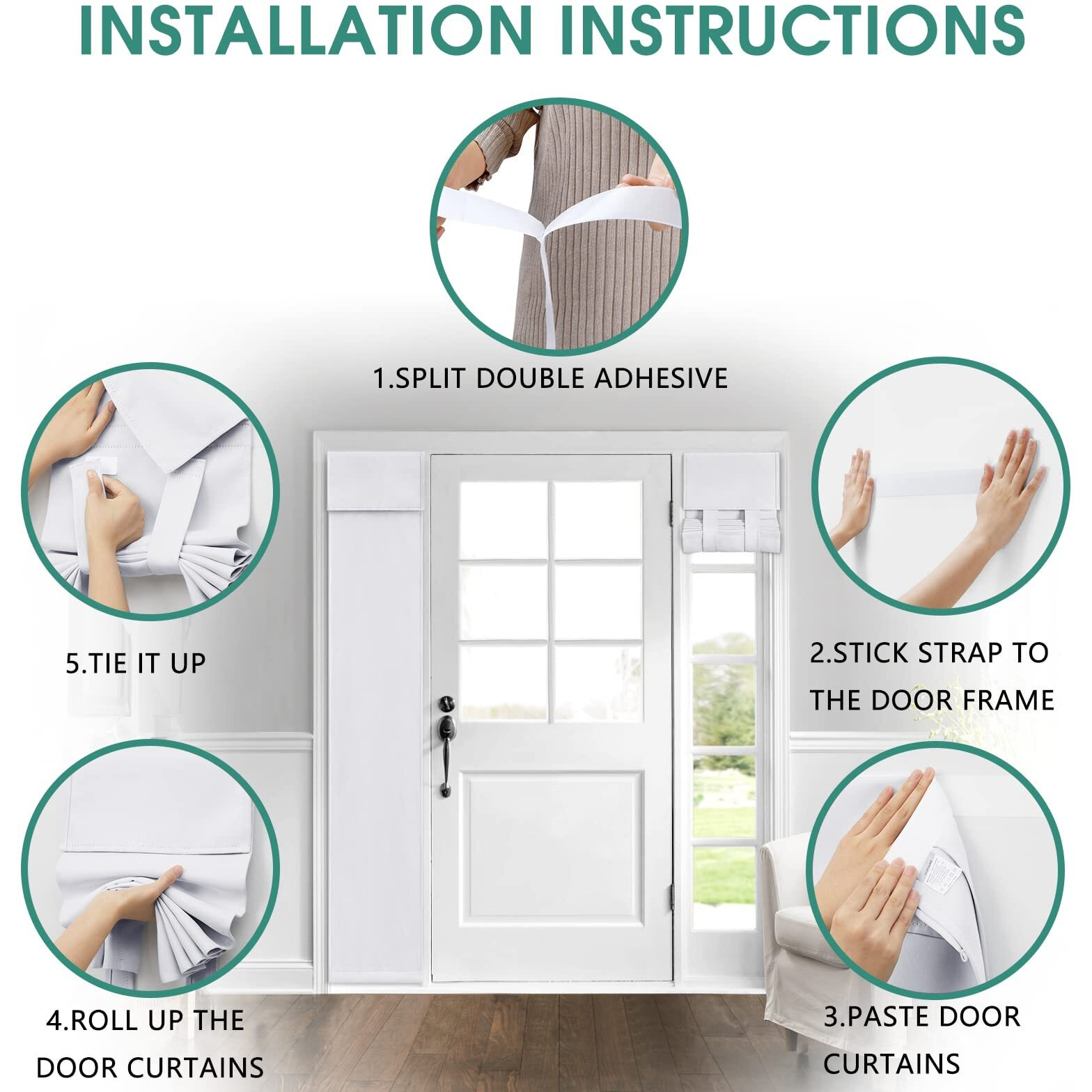 Homeideas Blackout Door Curtains, Privacy Front Door Curtains For Small Window And Sidelight Shades, Thermal Insulated Side Window Covering, Greyish White, 1 Panel, W12 X L68 Inch