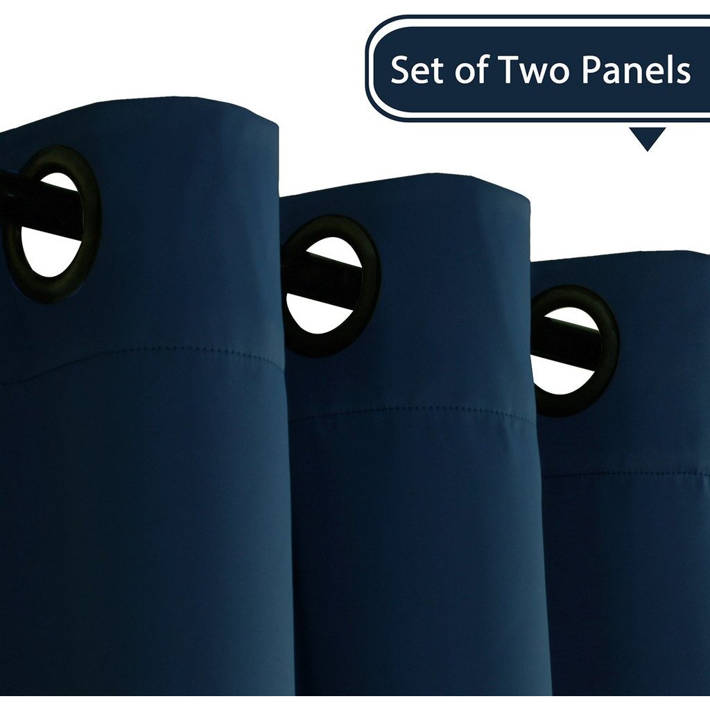 H.Versailtex Premium Blackout Room Darkening Innovated Microfiber Home Fashion Navy Curtain Panels,Antique Grommet,52 By 96 - Inch - Set Of 2