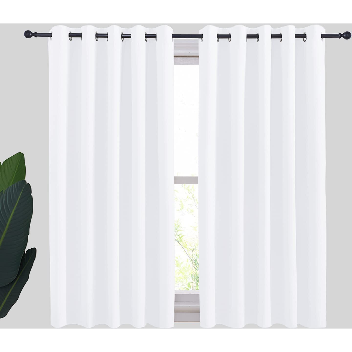 Nicetown Draperies Curtains Panels, Blocking Out 50% Sunlight Window Treatment Curtains, Grommet Top Small Window Drapes For Bedroom (2 Panels, 70 By 54, White)