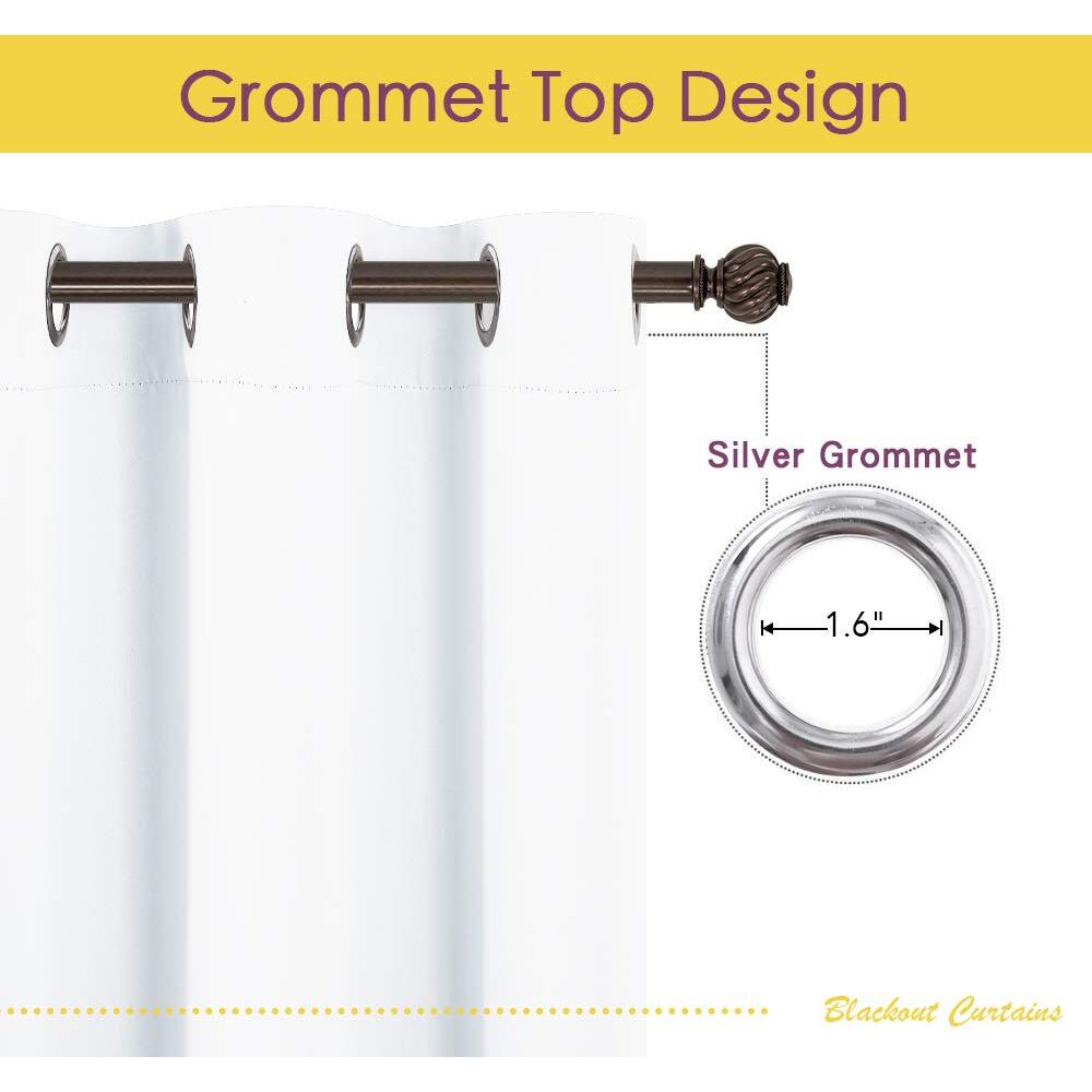 Nicetown Draperies Curtains Panels, Blocking Out 50% Sunlight Window Treatment Curtains, Grommet Top Small Window Drapes For Bedroom (2 Panels, 70 By 54, White)