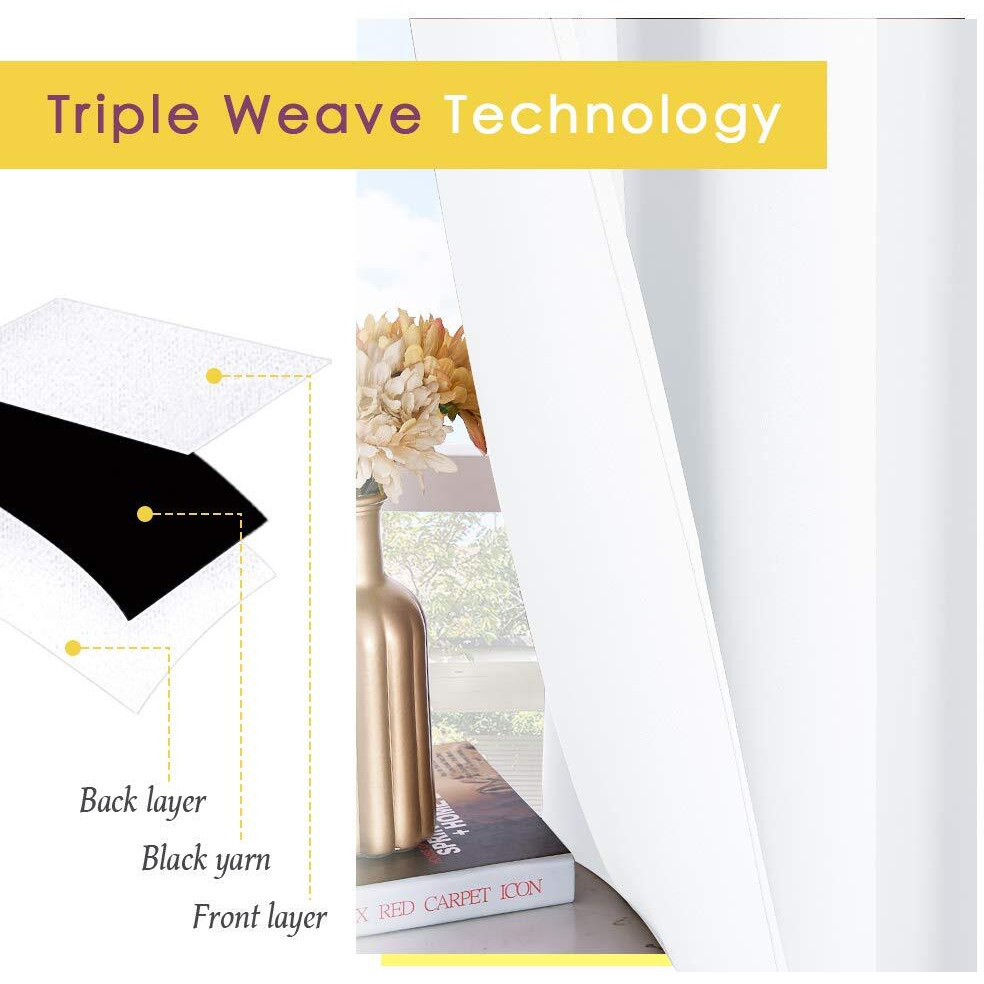 Nicetown Draperies Curtains Panels, Blocking Out 50% Sunlight Window Treatment Curtains, Grommet Top Small Window Drapes For Bedroom (2 Panels, 70 By 54, White)