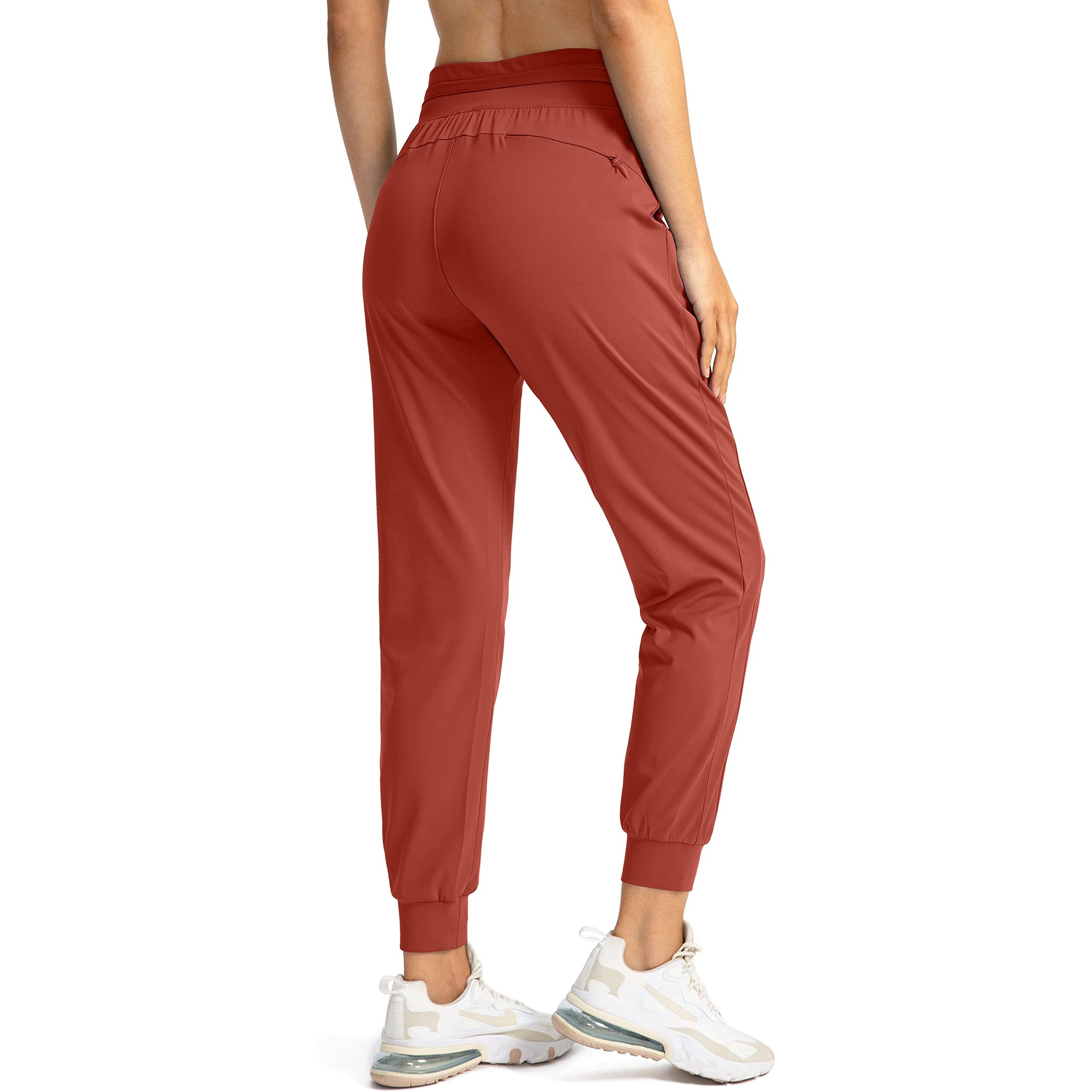 G Gradual Women's Joggers Pants With Zipper Pockets High Waisted Athletic Tapered Sweatpants For Women Workout Lounge (Savannah Red, Large)