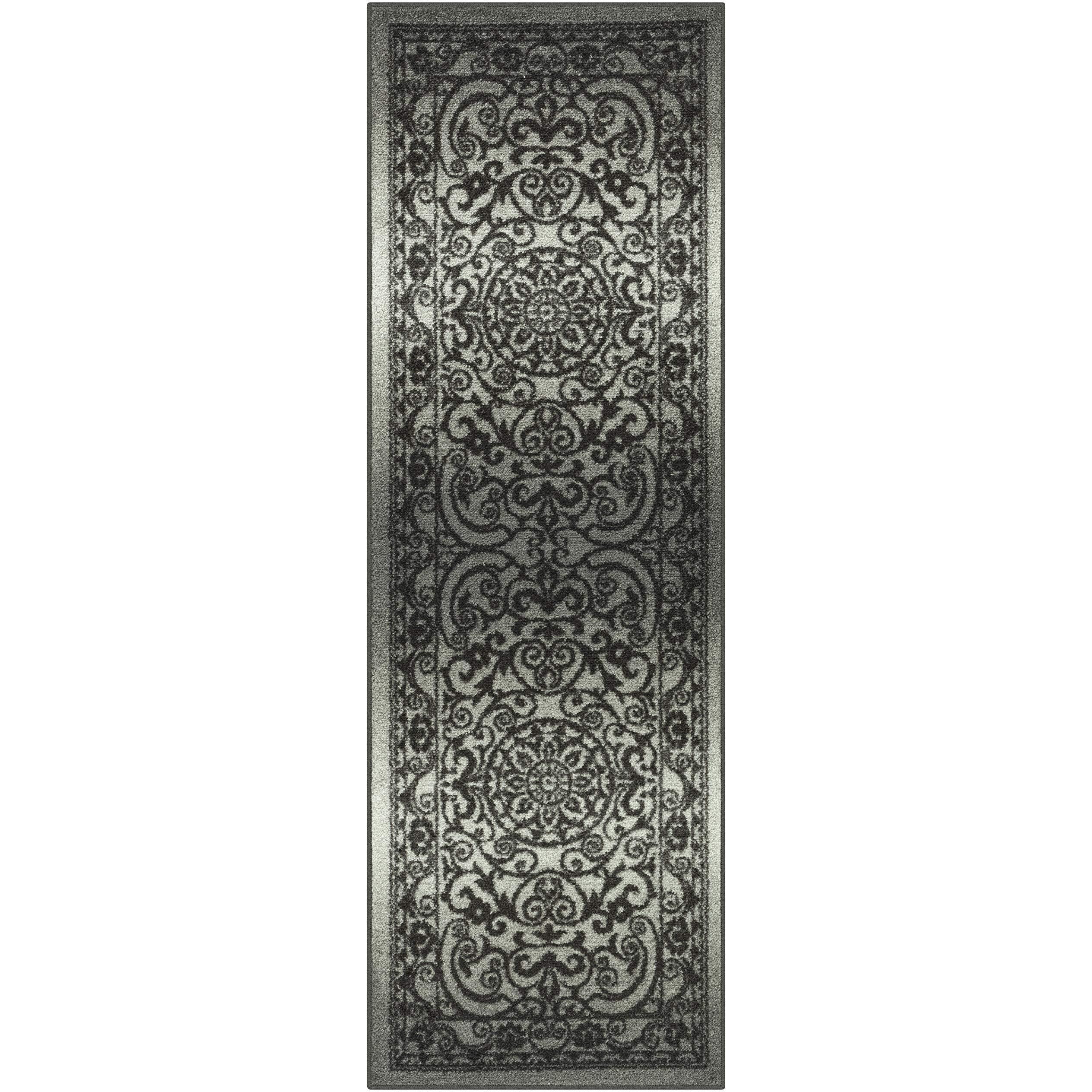Maples Rugs Pelham Vintage Runner Rug Non Slip Washable Hallway Entry Carpet Made In Usa], 18 X 5, Grey Tonal