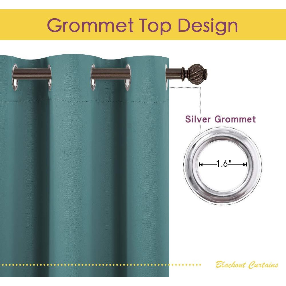 Nicetown Window Curtain Panels, Thermal Insulated Solid Grommet Blackout Draperies/Drapes (Sea Teal, 1 Pair, 70 By 84-Inch)