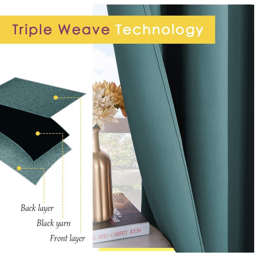 Nicetown Window Curtain Panels, Thermal Insulated Solid Grommet Blackout Draperies/Drapes (Sea Teal, 1 Pair, 70 By 84-Inch)