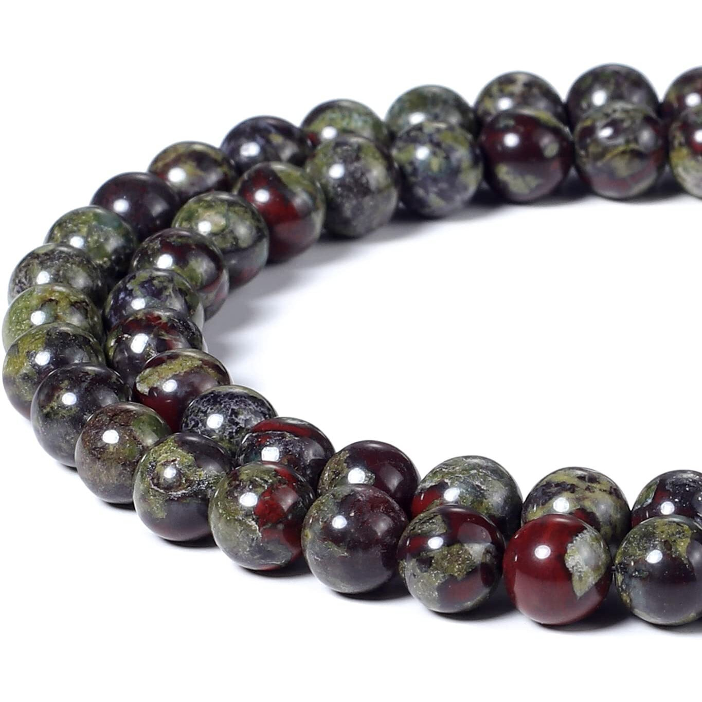 Beadnova Natural Dragon Blood Jasper Beads Natural Crystal Beads Stone Gemstone Round Loose Energy Healing With Crystal Stretch Cord For Jewelry Making (6Mm, 62-64Pcs)