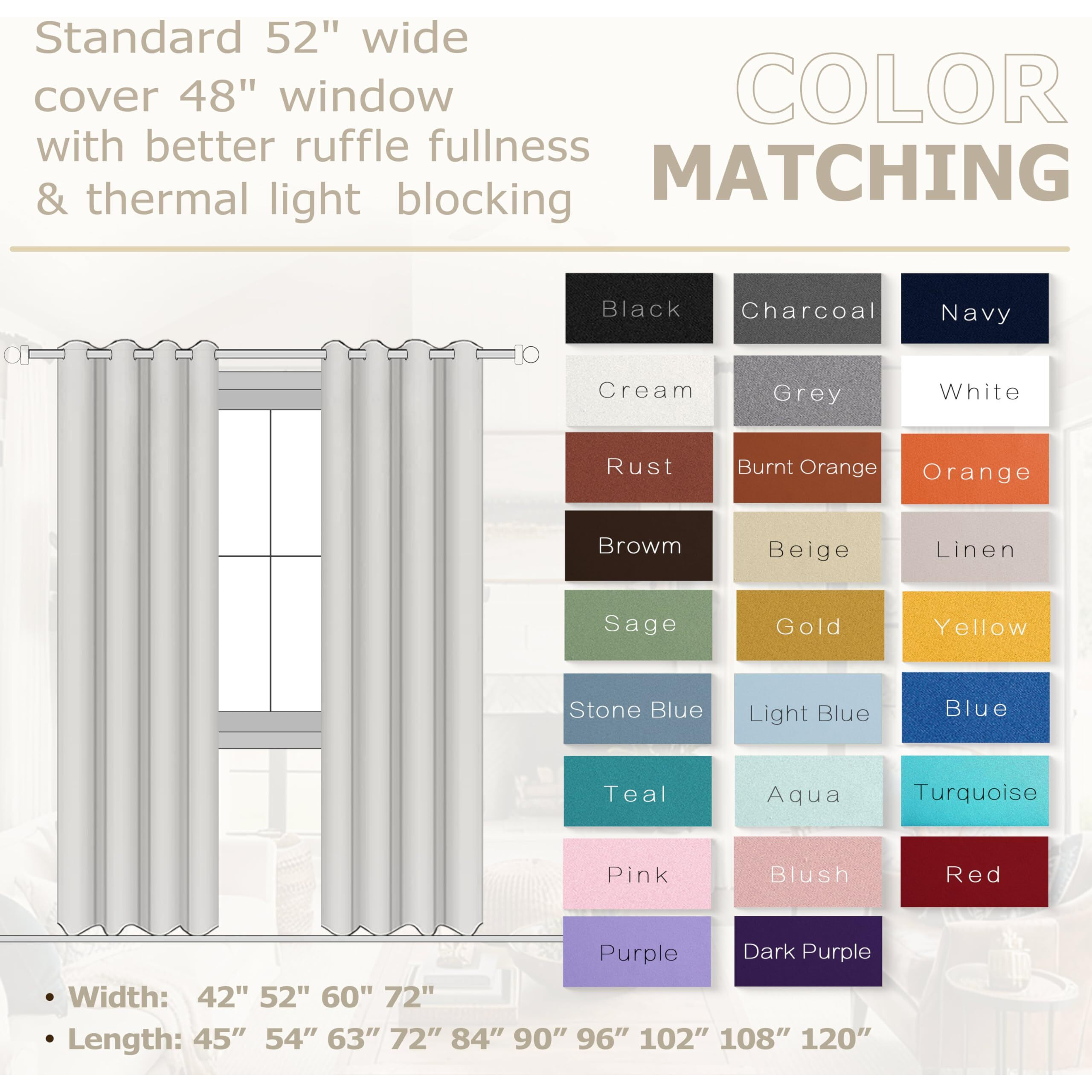 Koufall Yellow Curtains 96 Inches Long For Living Room Pair Set Of 2 Panels Grommet Room Darkening Blackout Window Curtains For Bedroom 52 X 96 Inch Length Mustard Yellow