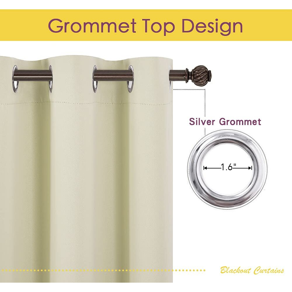 Nicetown Room Darkening Curtain Panels For Cafe, Thermal Insulated Grommet Room Darkening Draperies/Drapes For Window (Beige, 2 Panels, W70 X L63 -Inch)