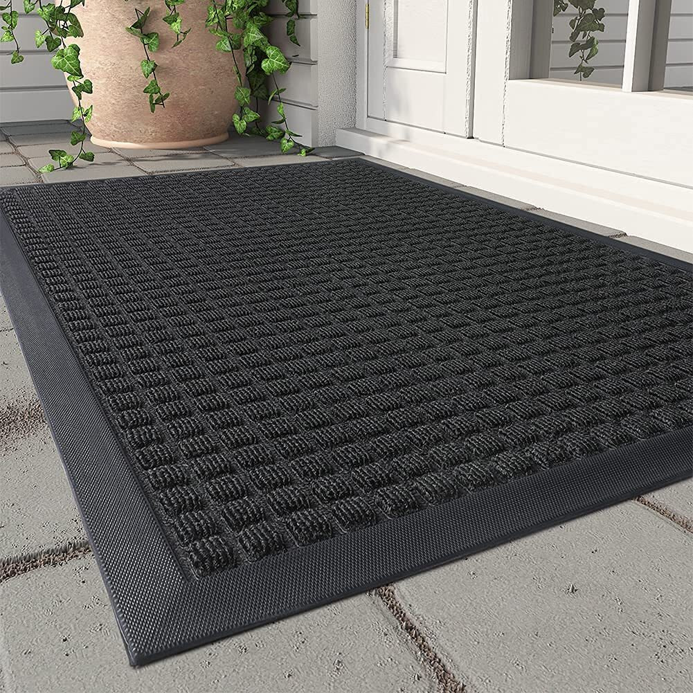 Montvoo-Door Mat Outdoor Indoor Entrance Doormat-Thick Front Door Welcome Mat Absorbent Outdoor Entrance Non Slip Entryway Rugs Indoor Door Mats For Home Entrance-Black 17&quotX30"