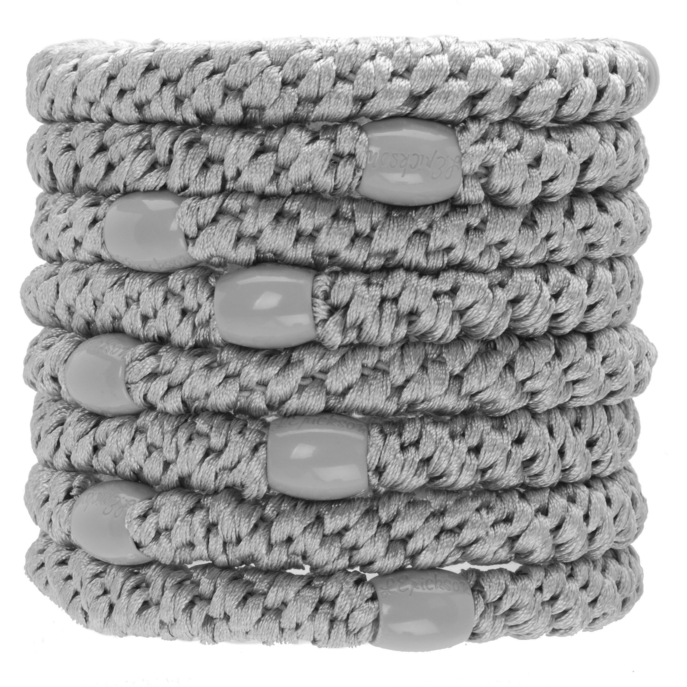 L. Erickson Grab & Go Ponytail Holders, Silver, Set Of Eight - Exceptionally Secure With Gentle Hold