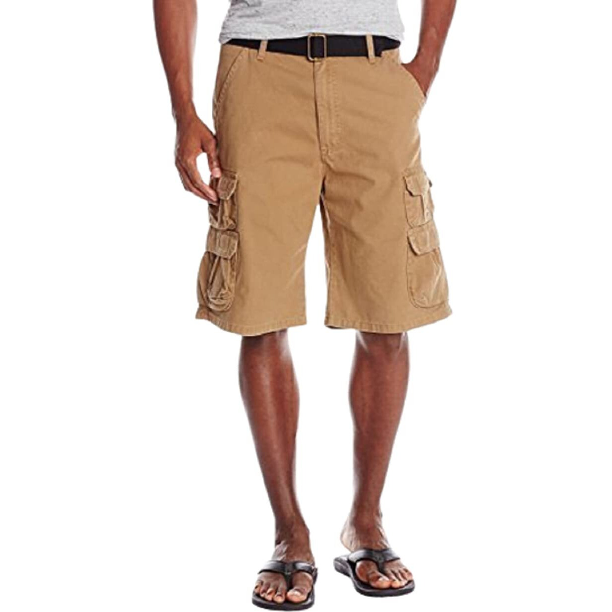Wrangler Authentics Mens Premium Cargo Short, Acorn Twill, 42