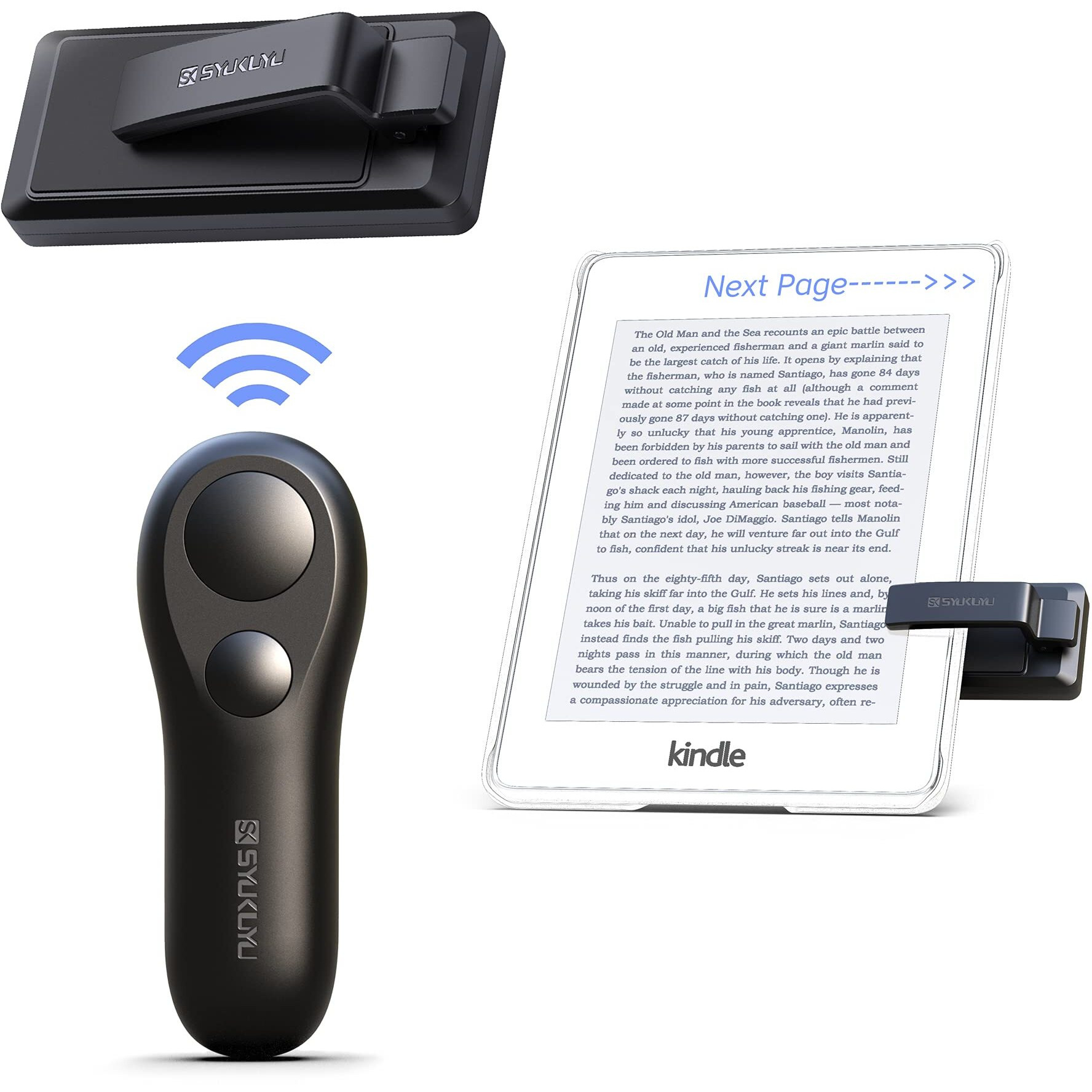 Syukuyu Rf Remote Control Page Turner For Kindle Reading Ipad Surface Comics, Iphone Android Tablets Reading Novels Taking Photos