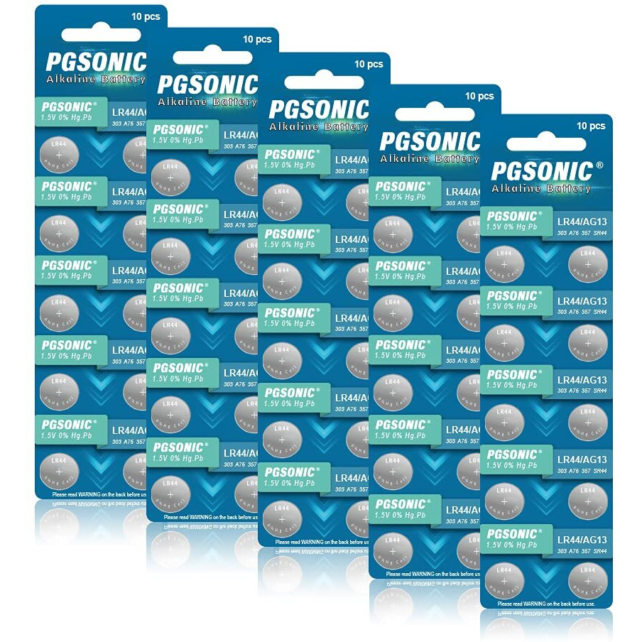 50 Pack Lr44 Ag13 A76 303 357 Sr44 Batteries, 15 Volt Alkaline Button Cell Batteries With Long Lasting Power