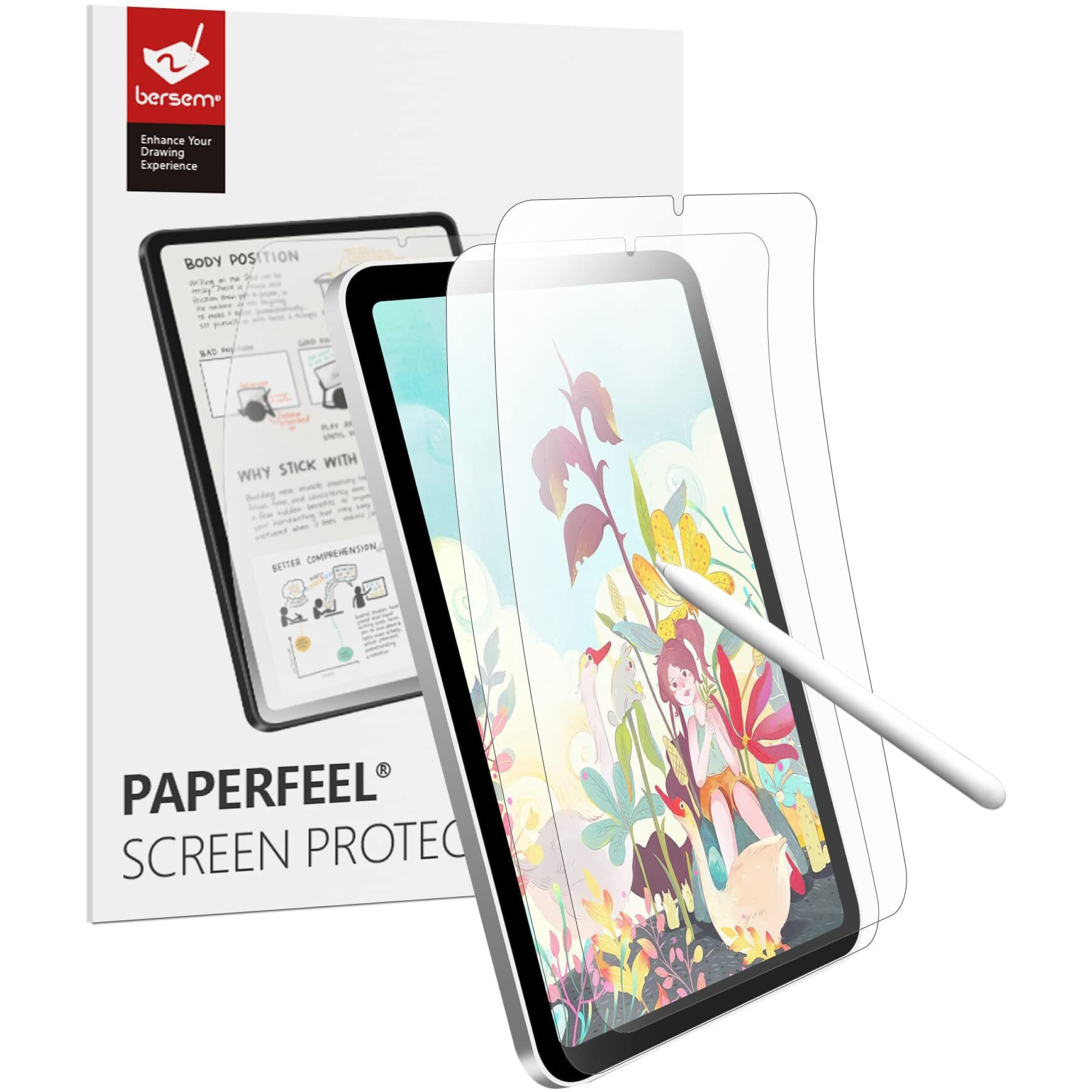 Bersem 2 Pack Paperfeel Screen Protector Compatible With Ipad Mini 6 (83 Inch) 2021 Anti Glare For Ipad Mini 6Th Generation Drawing Bubble Free High Touch Sensitivity Case Friendly