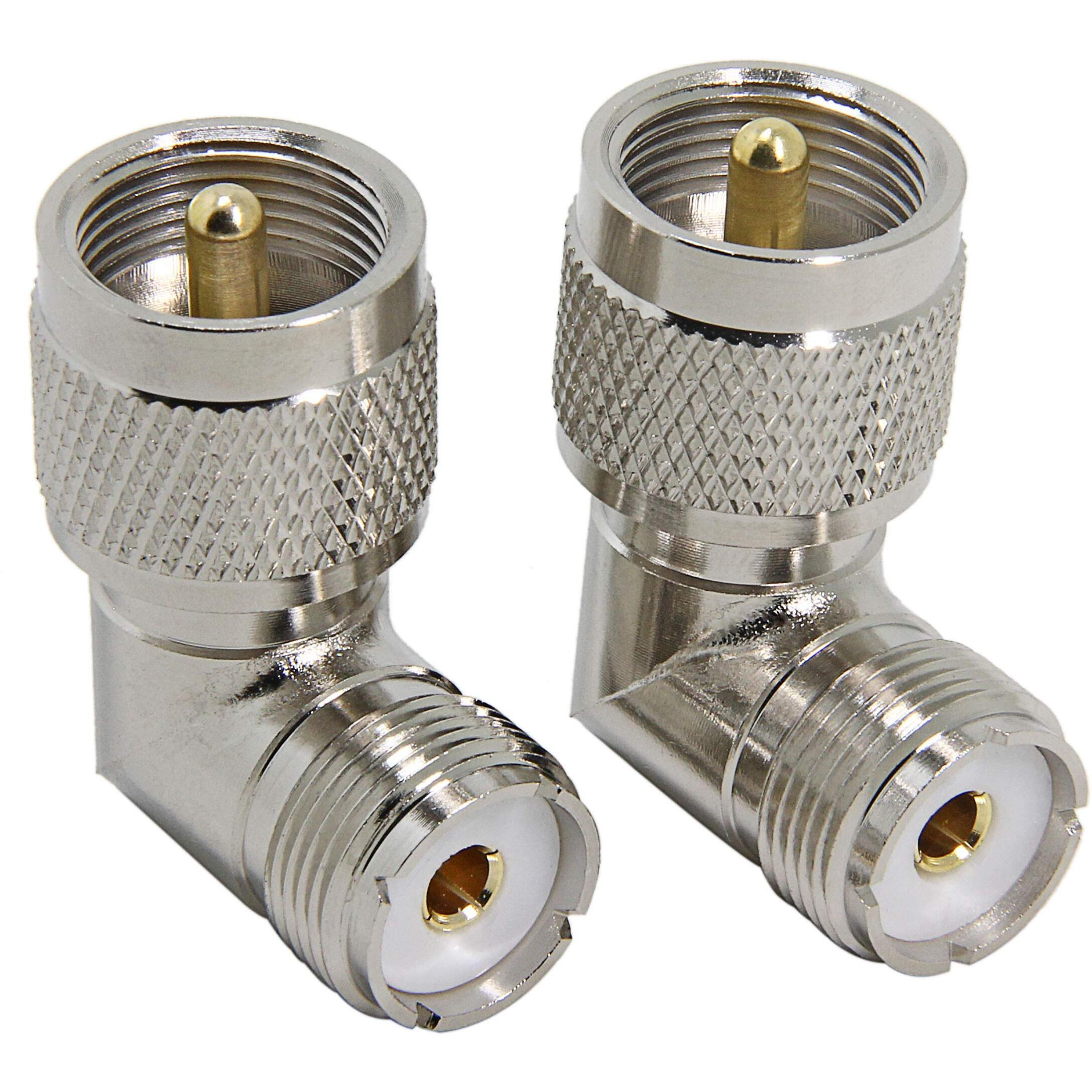 Pl259 Right Angle, 2-Pack Uhf Male To Female Rf Coax Connector Adapter, 90 Degree Elbow For Cb Ham Radio Antenna, Coaxial Cable