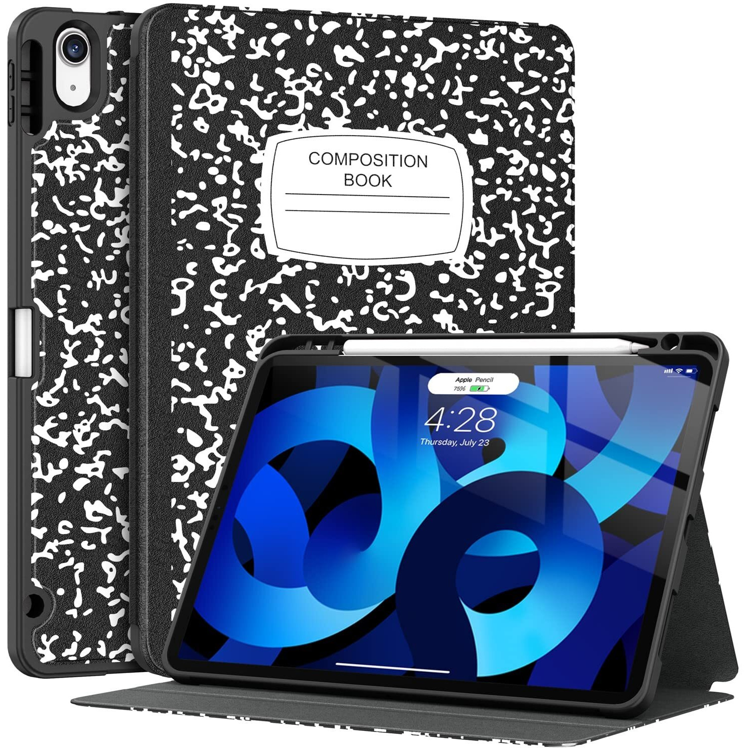 Supveco For Ipad Air 5 Caseipad Air 4 Case With Pencil Holder-Support Pencil 2Nd Gen+Auto Wakesleep],Slim Lightweight Soft Tpu Back Cover For Ipad Air 5Th4Th Gen 109 Inch 20222020 -Book