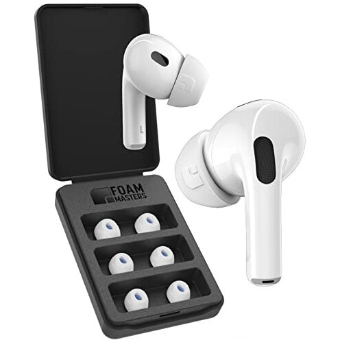 Foam Masters Memory Foam Ear Tips For Airpods Pro 1St & 2Nd Gen | 3 Pairs | New Version 4.0 - Black Magic | Comfortable | Secure | Better Noise Cancellation | Replacement Buds (Assorted S/M/L, White)