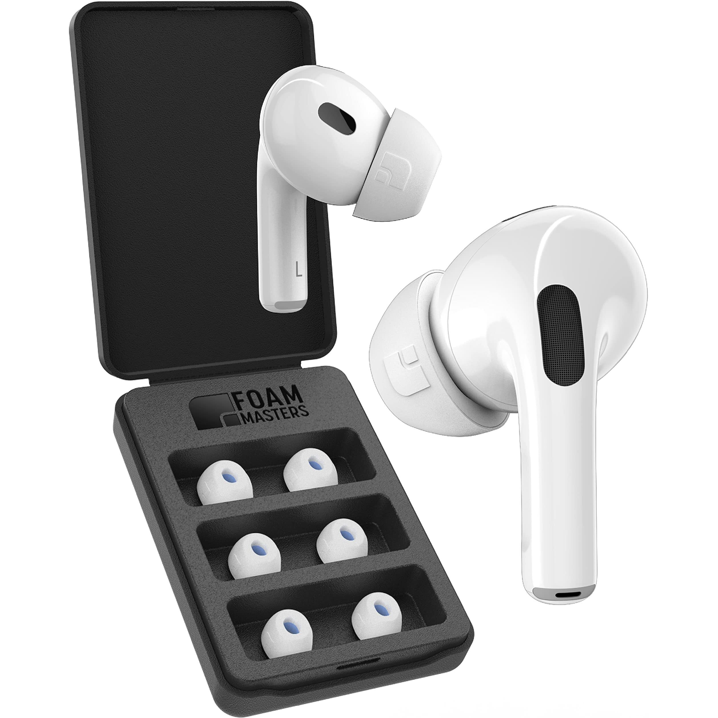 Foam Masters Memory Foam Ear Tips For Airpods Pro 1St & 2Nd Gen | 3 Pairs | New Version 4.0 - Black Magic | Comfortable | Secure | Better Noise Cancellation | Replacement Buds (Assorted S/M/L, White)