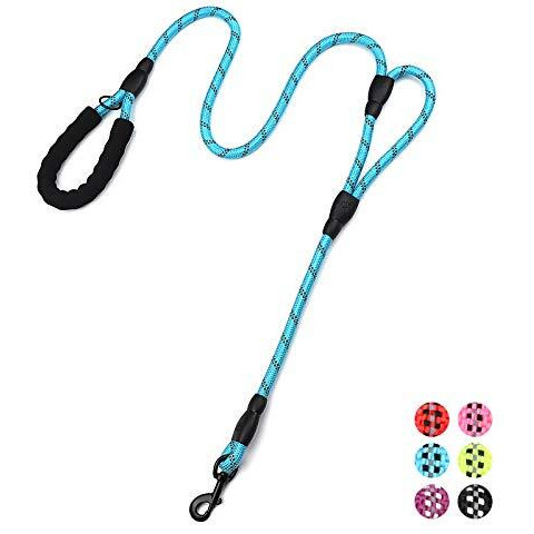 Rope Dog Leash 6Ft Long,Traffic Padded Two Handle,Heavy Duty,Reflective Double Handles Lead For Control Safety Training,Leashes For Large Dogs Or Medium Dogs,Dual Handles Leads(Light Blue)