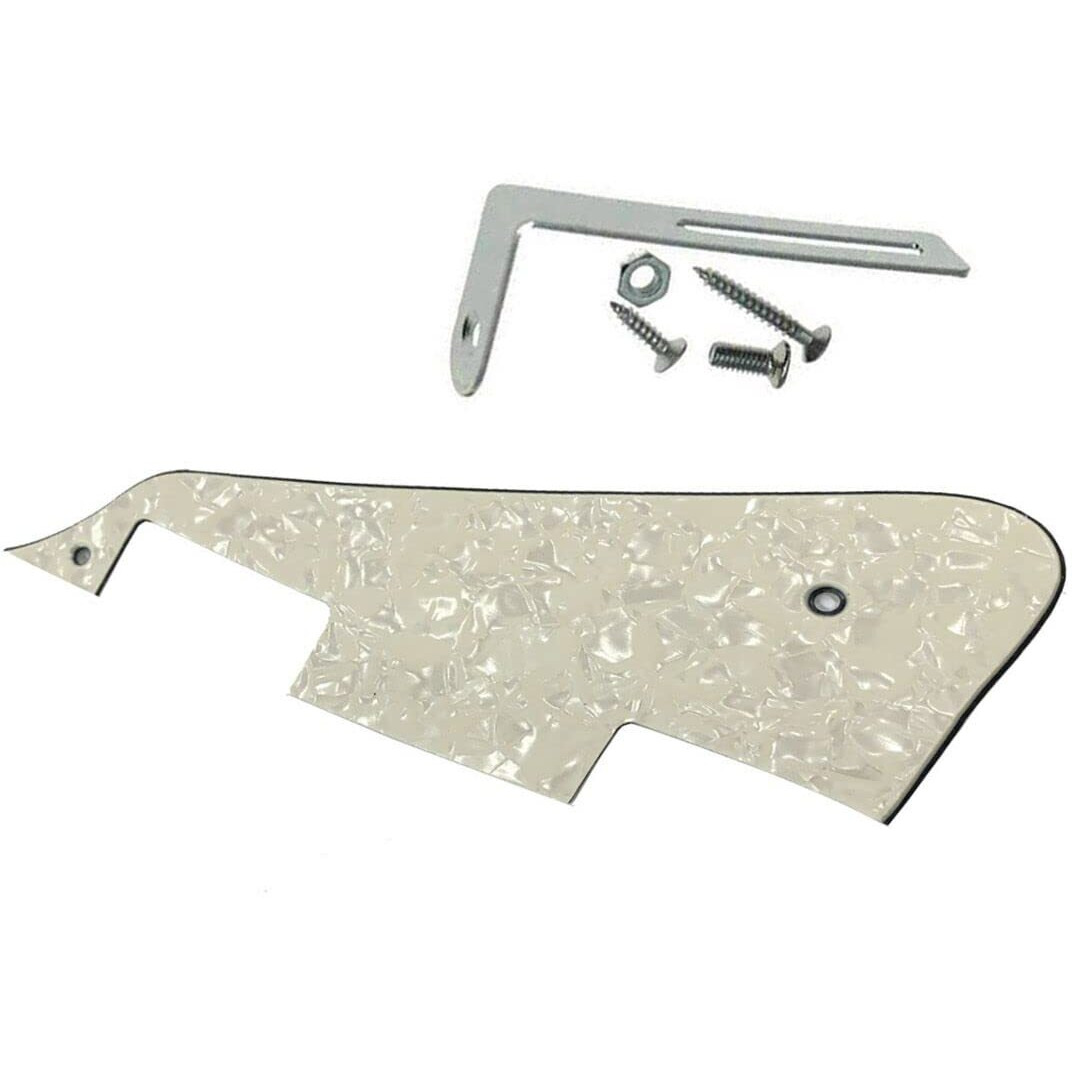 Kaish Aged Pearl Lp Guitar Pickguard With Chrome Bracket For Epi Les Paul