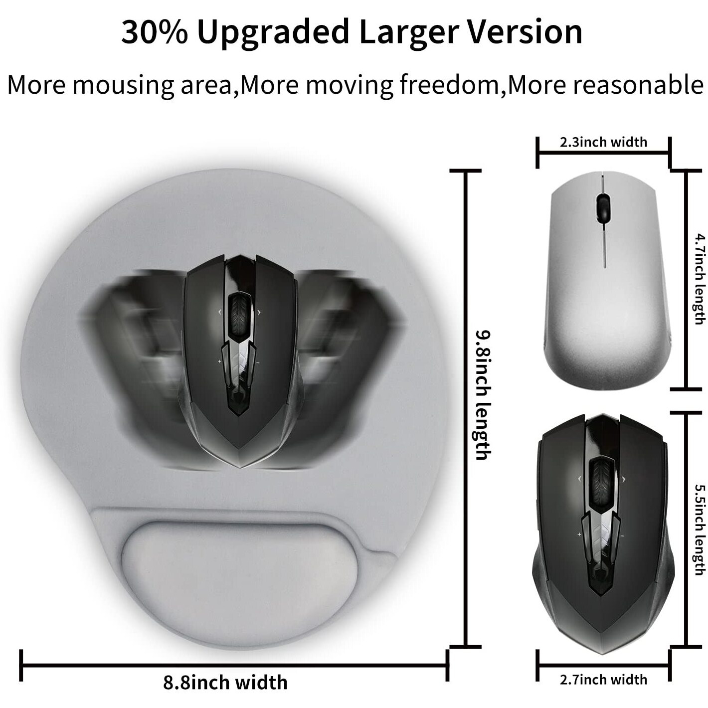 Hodyxin Ergonomic Mouse Pad With Wrist Support,Cute Mouse Pad With Wrist Rest,Comfortable Mouse Pad For Home Office Gaming Working Computers Laptop,Pain Relief With Non-Slip Pu Base (Gilver)