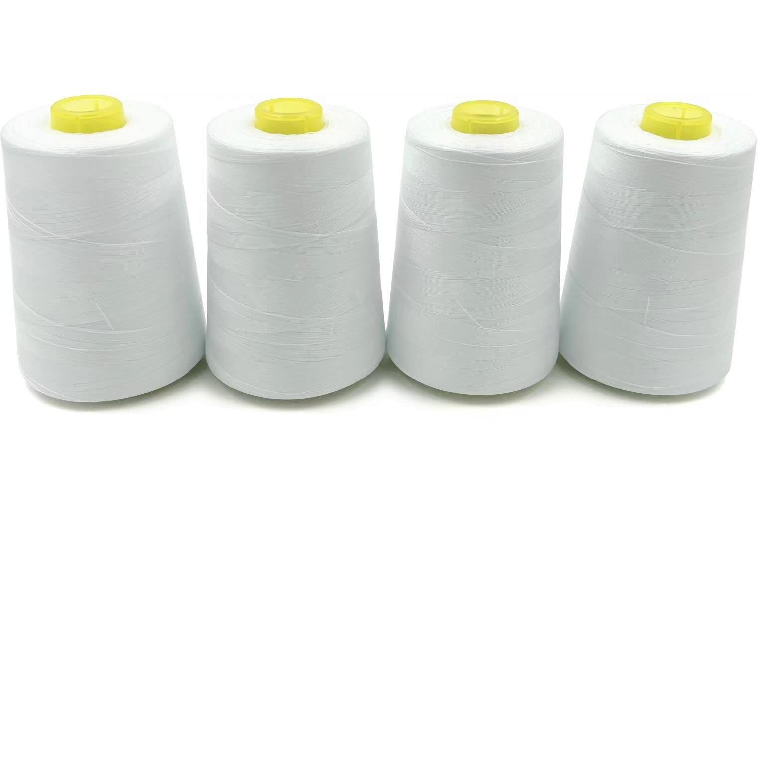 Tortoise 4 Cones Of 3000 Yards Each Spool Thread For Sewing All Purpose Sewing Thread 100% Polyester Thread For Serger Overlock Quilting Sewing Machine 20S/2 White