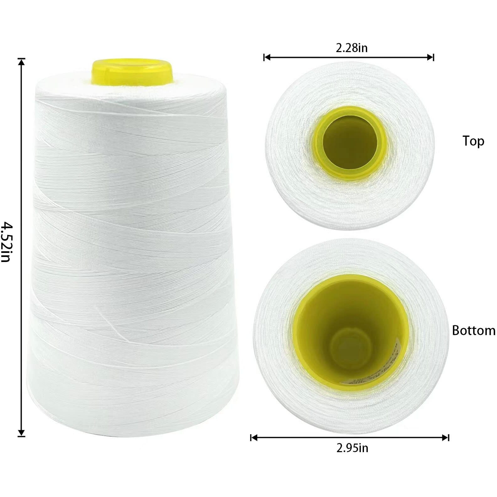 Tortoise 4 Cones Of 3000 Yards Each Spool Thread For Sewing All Purpose Sewing Thread 100% Polyester Thread For Serger Overlock Quilting Sewing Machine 20S/2 White