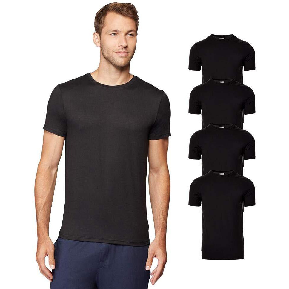 32 Degrees Mens 4 Pack Cool Quick Dry Active Basic Crew T-Shirt, Black, Medium