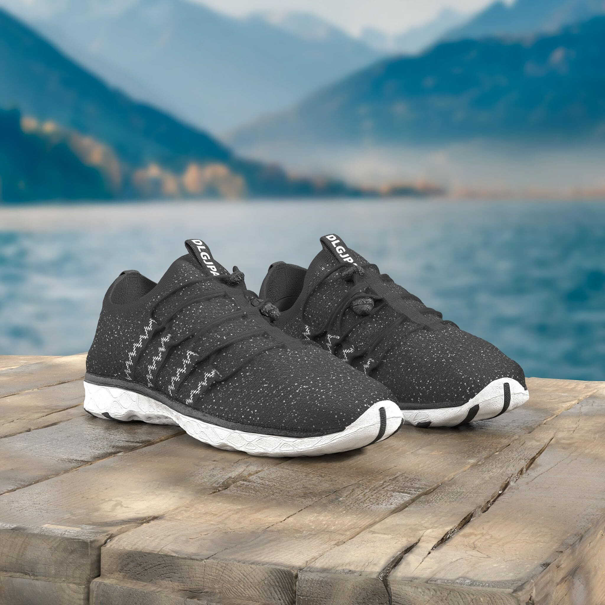 Dlgjpa Men's Quick Drying Water Shoes For Beach Or Water Sports Lightweight Slip On Walking Shoes Blackwhite 8.5