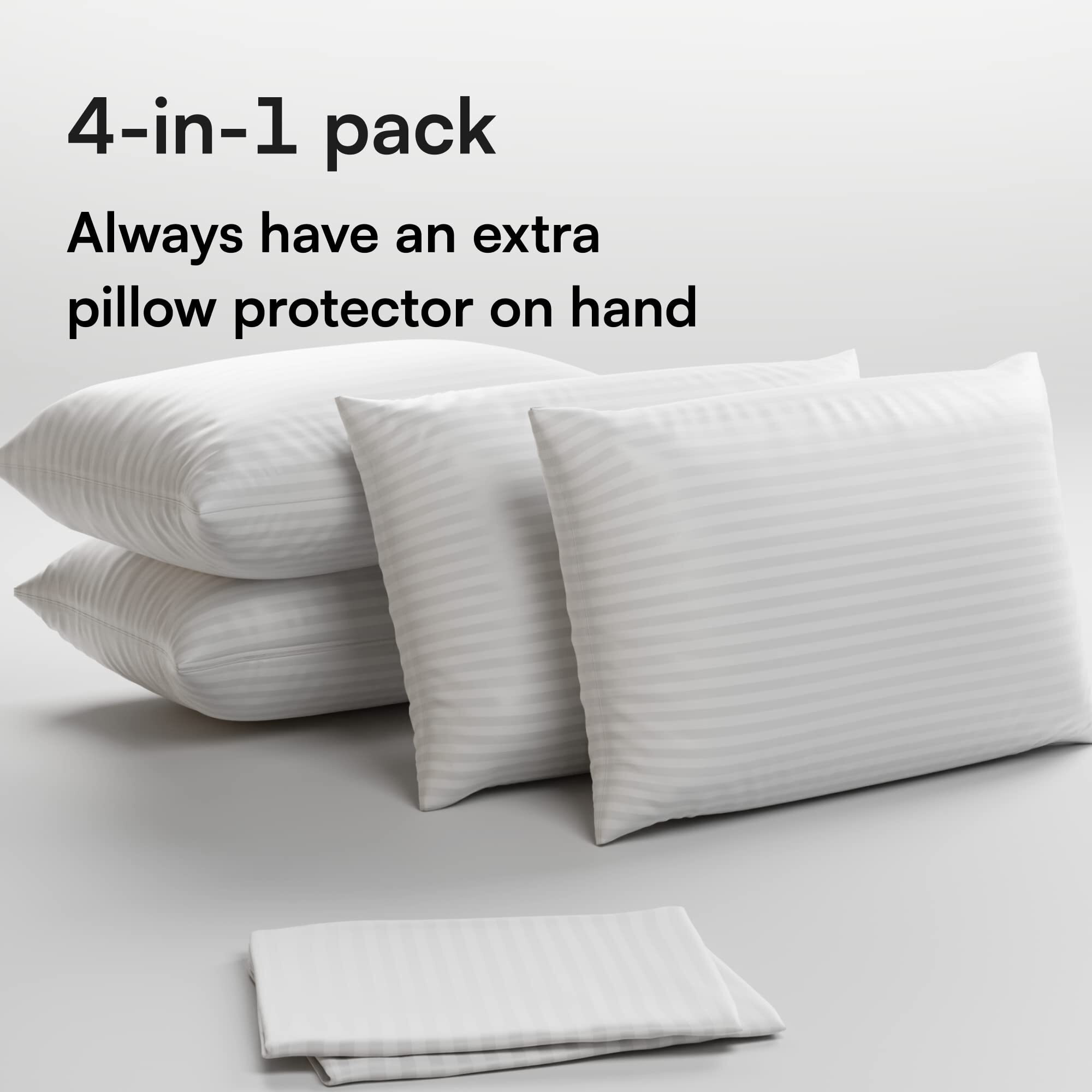 Niagara Sleep Solution 100% Cotton Anti Allergy 4 Pack Pillow Protectors Standard 20X26 Inches 3-4 Micron Pore Size Feather Proof Premium Tight Weave Cases Covers Zippered Breathable Non Noisy