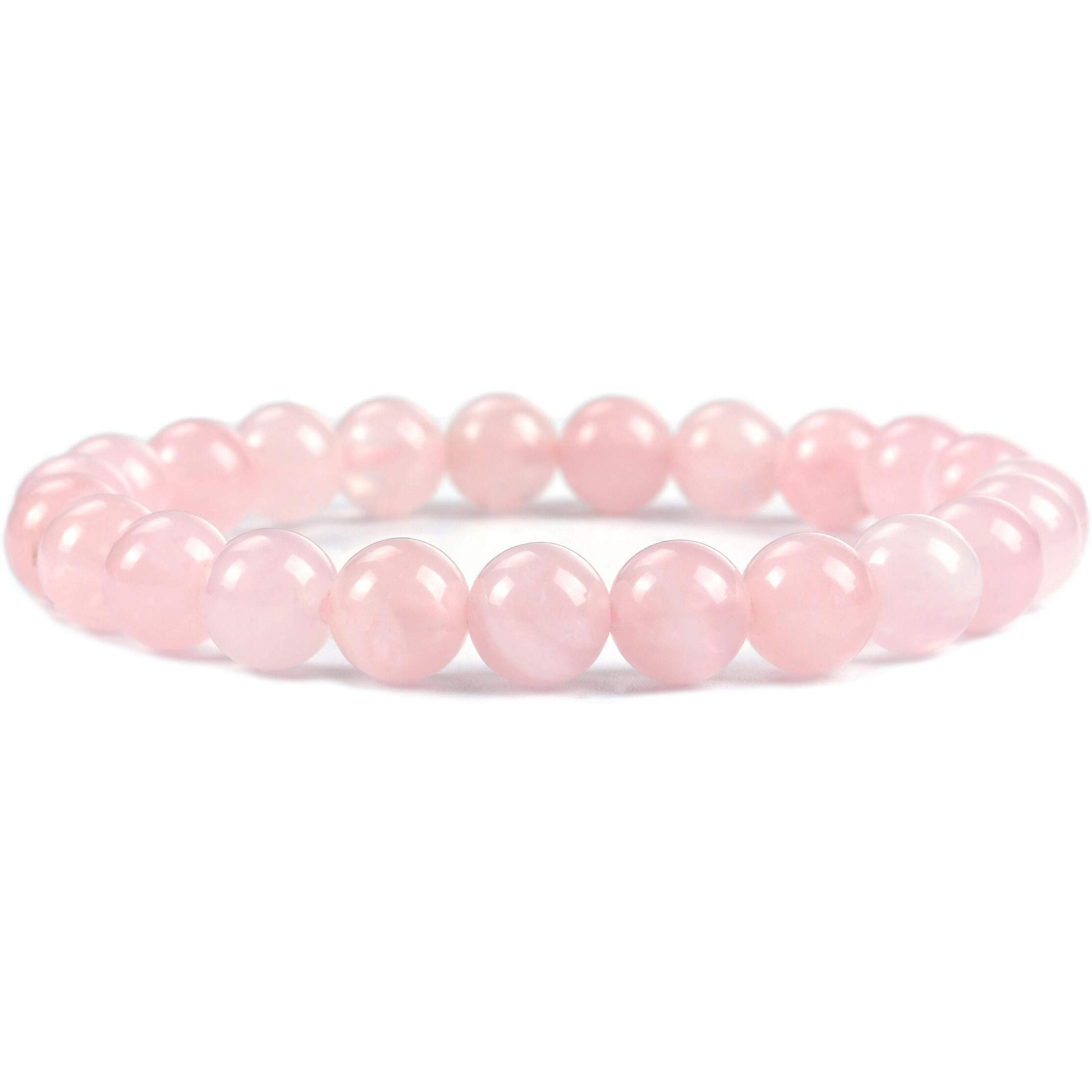 Cherry Tree Collection - Small, Medium, Large Sizes - Gemstone Beaded Bracelets For Women, Men, And Teens - 8Mm Round Beads (Madagascar Rose Quartz - Medium)