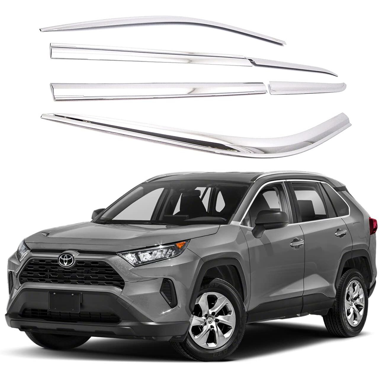 Autoclover Side Window Visor 6 Piece Set For Toyota Rav4 2019 2020 2021 2022 2023 (Chrome)