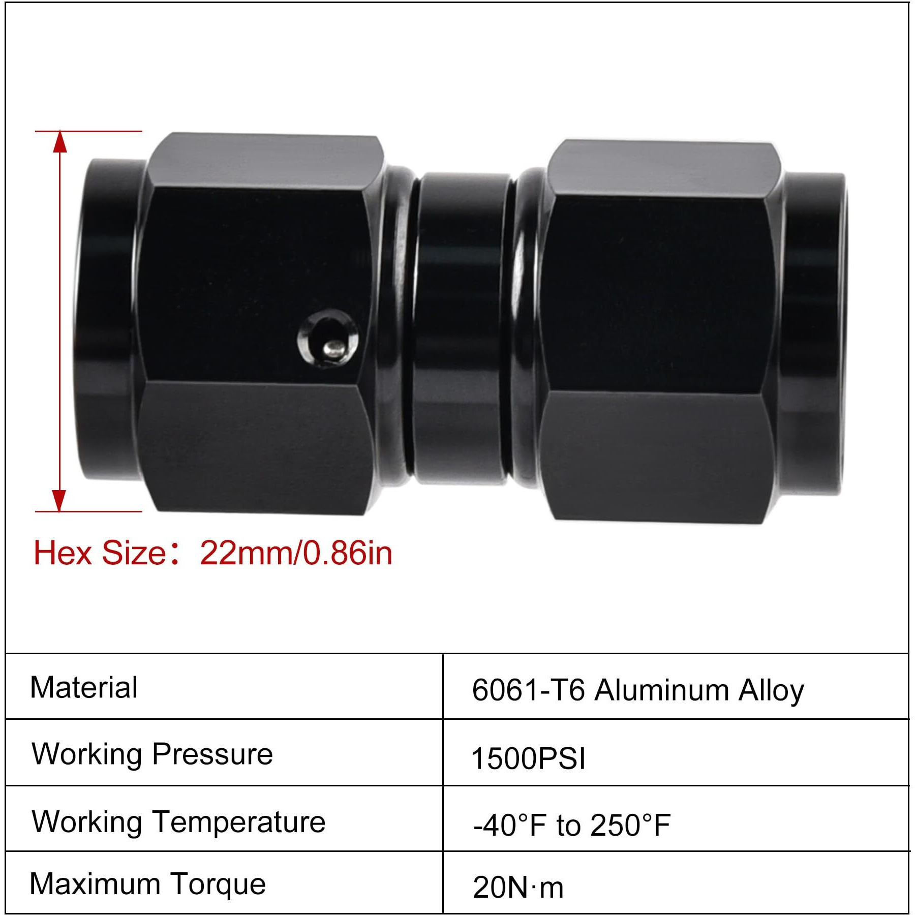 Evil Energy 8An Female To 8An Female Straight Swivel Coupler Union Fitting Adapter Aluminum Black 2Pcs