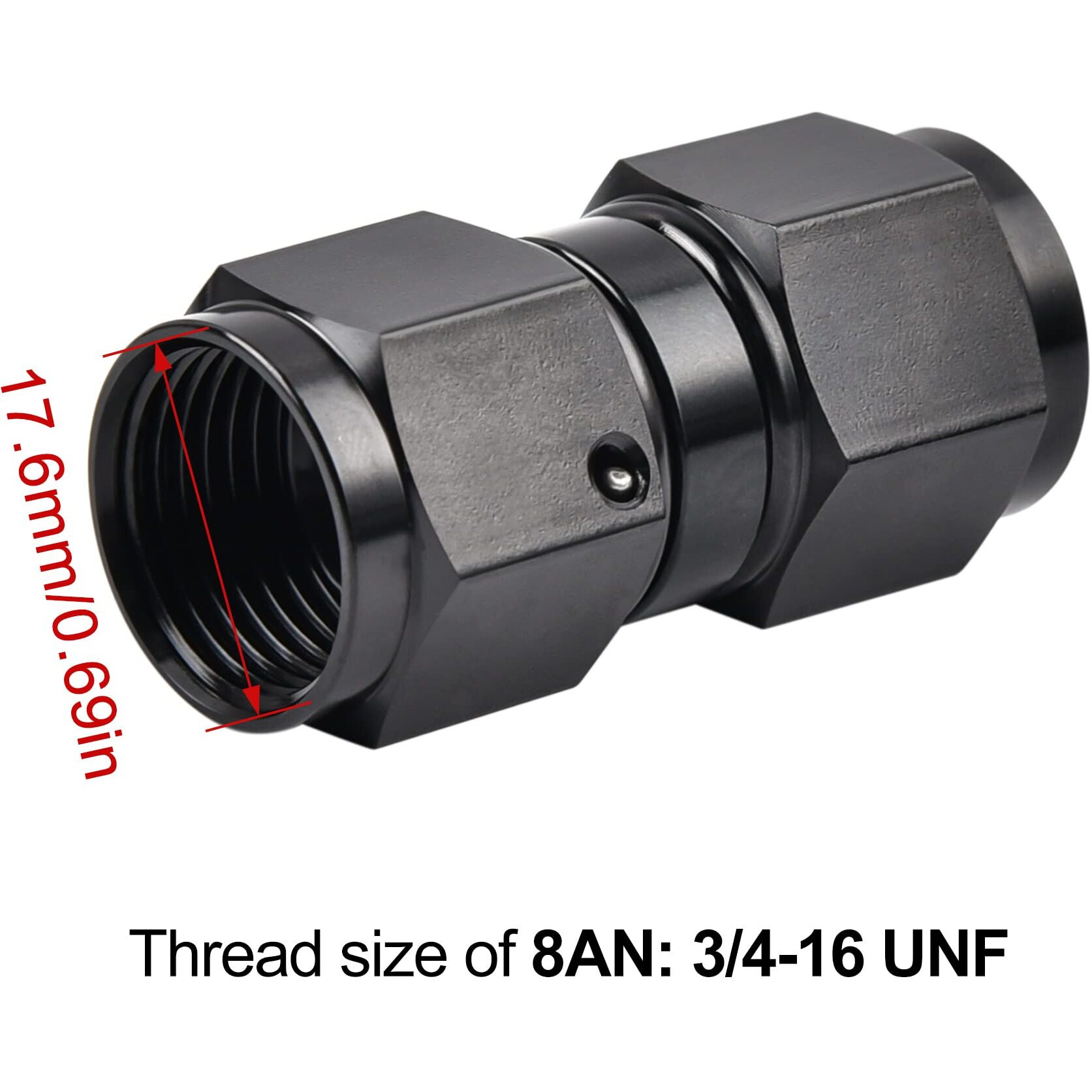 Evil Energy 8An Female To 8An Female Straight Swivel Coupler Union Fitting Adapter Aluminum Black 2Pcs