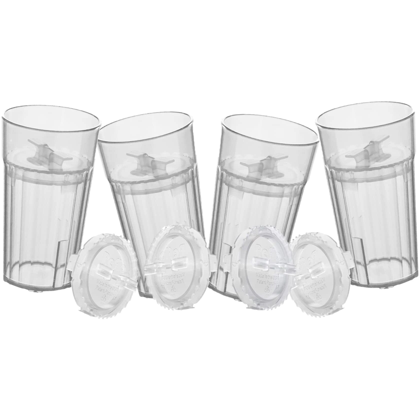 Reflo Smart Cup (Clear 4-Pack) Open Training Cup, Toddler Cup, No Suction 6Oz, 360 Control-Flow, Usa Made Premium High-Impact Plastic