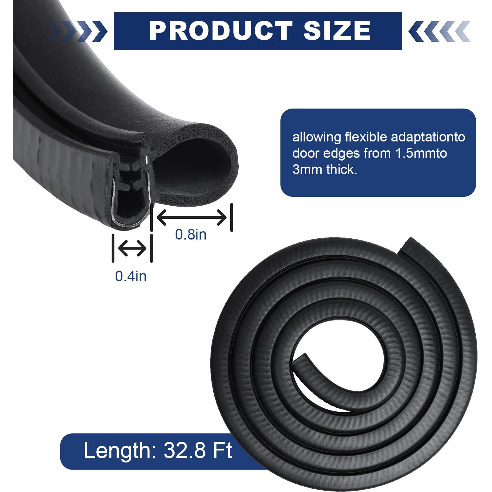 Storystore Automotive Door Weather Stripping 32.8Ft Car Door Rubber Edge Trim Seal Strip Gasket With Side Car Door Seal For Bus Camper Boat Rv Truck Doors