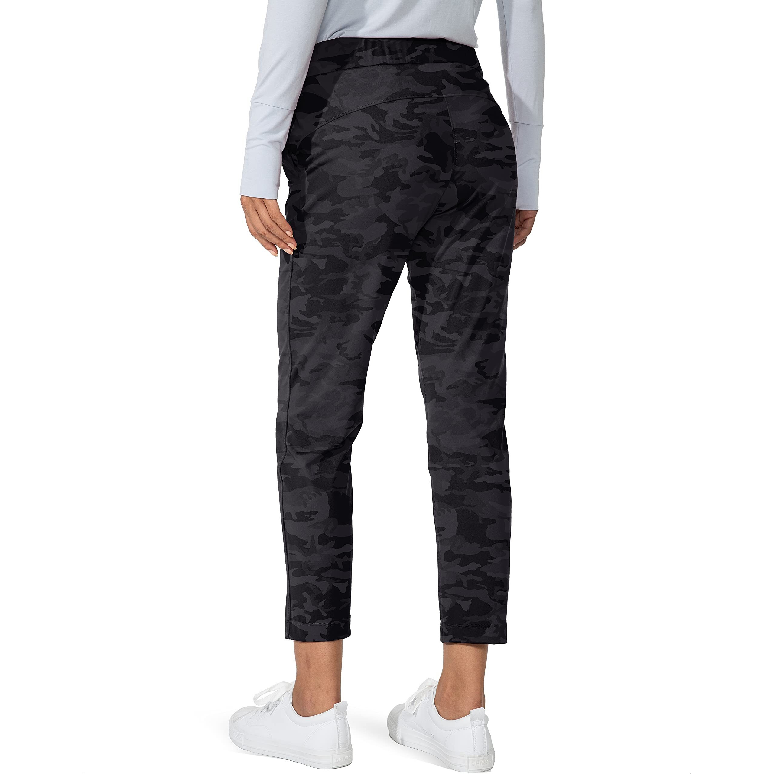 G Gradual Women's Pants With Deep Pockets 7/8 Stretch Sweatpants For Women Athletic, Golf, Lounge, Work (Black Camo, X-Small)