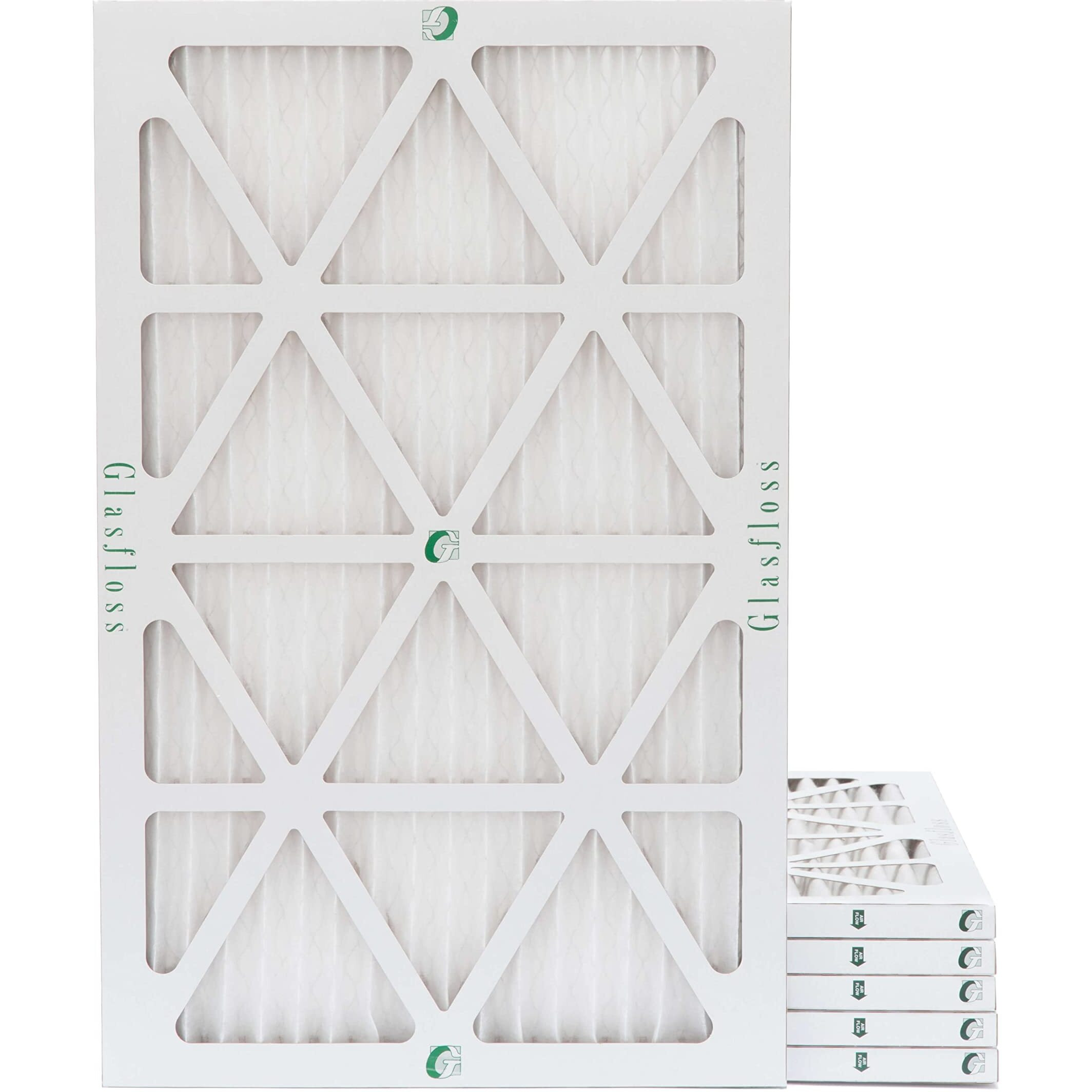 12X24X1 Merv 10 (Fpr 5-6) Pleated Air Filters By Glasfloss Box Of 6 Actual Size 11-38 X 23-38 X 78
