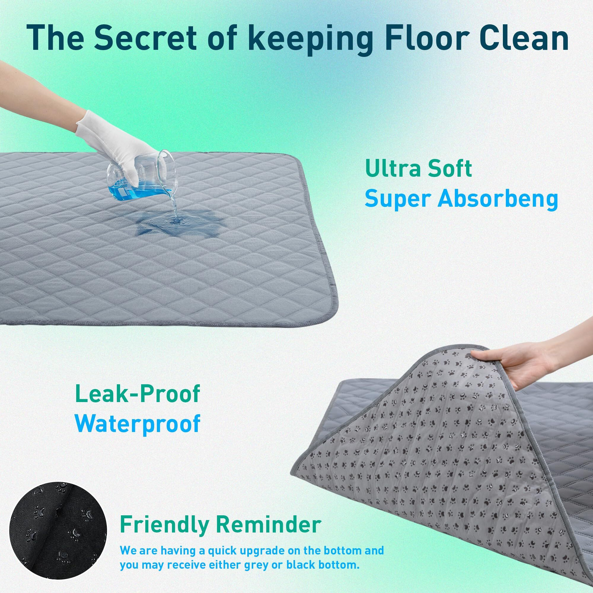 Eterish Reusable Washable Pee Pads For Dogs Extra Large 72'' X 72'' 1 Pack, Absorbent Pet Puppy Dog Training Pads Non-Slip, Waterproof Whelping Potty Pads For Dogs Leak-Proof