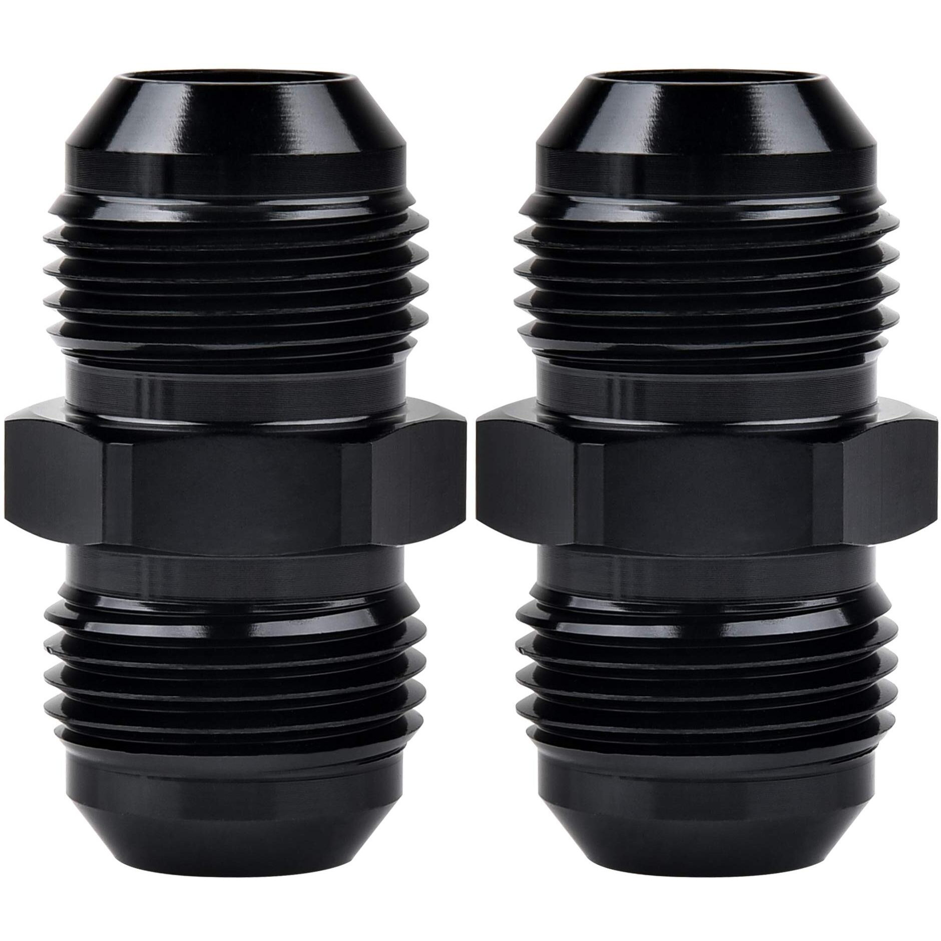 Evil Energy 10An Male To Male Flare Coupler Union Straight Fuel Hose Adapter Fitting Black 2Pcs