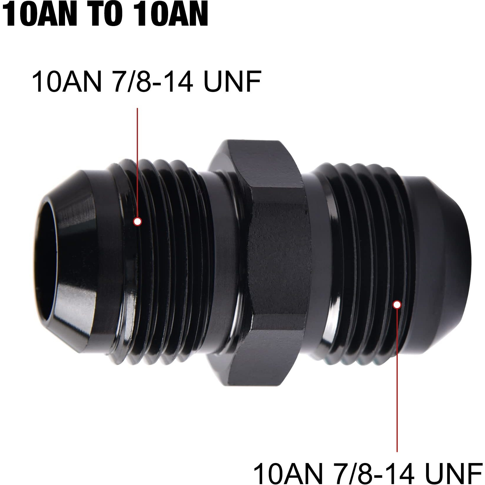 Evil Energy 10An Male To Male Flare Coupler Union Straight Fuel Hose Adapter Fitting Black 2Pcs