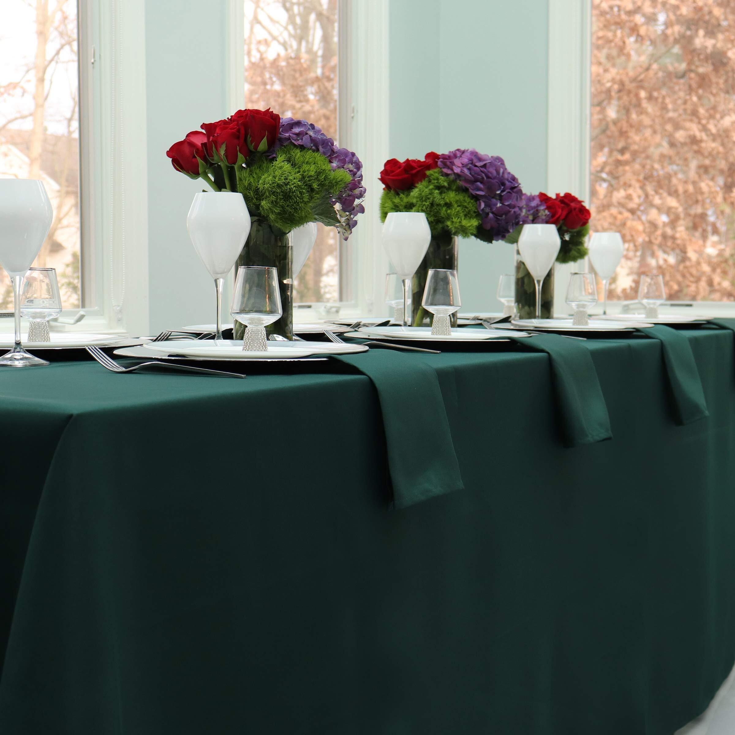 Kadut Rectangle Tablecloth - 90 X 132 Inch - Hunter Green Rectangular Table Cloth For 6 Foot Table In Washable Polyester - 30