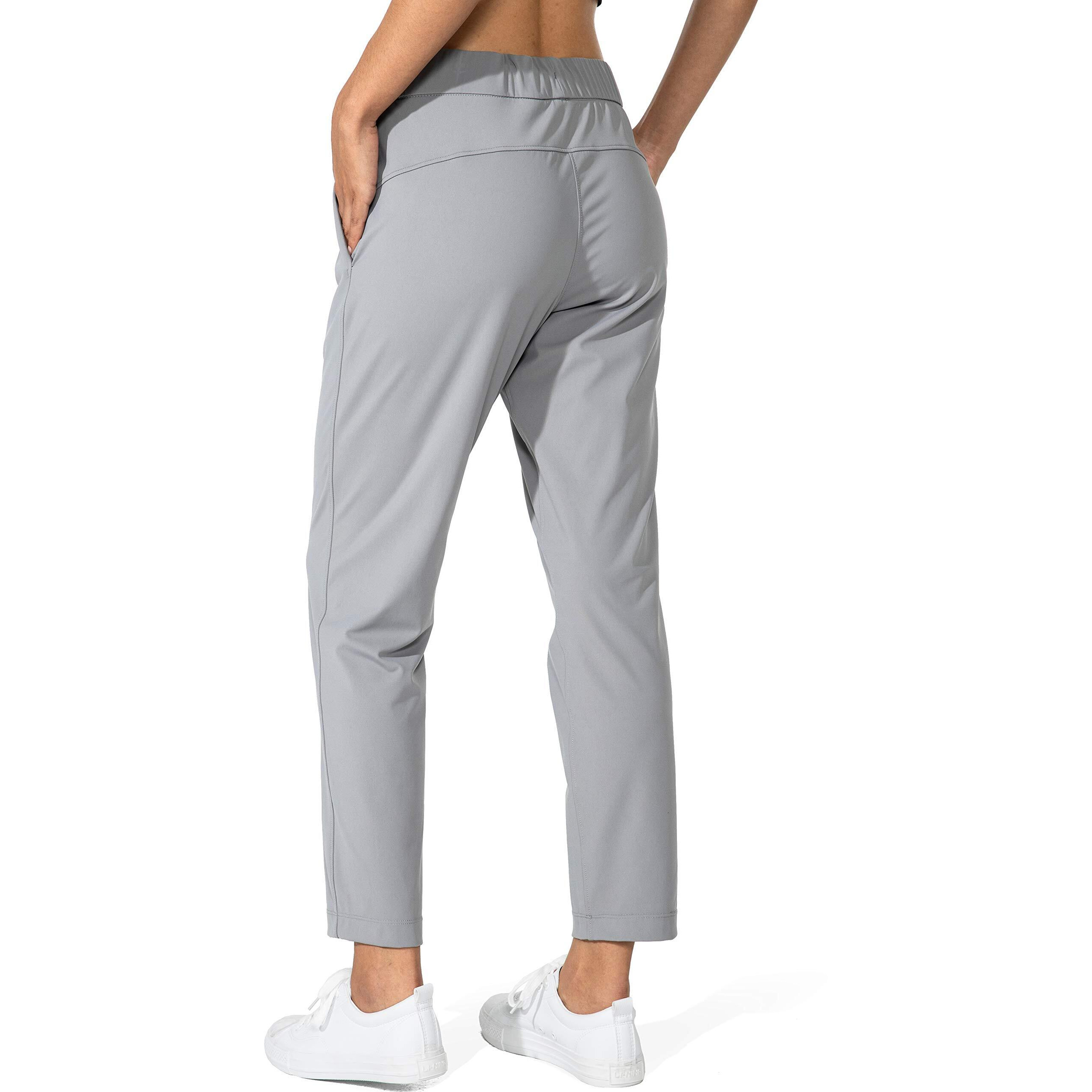 G Gradual Women's Pants With Deep Pockets 7/8 Stretch Sweatpants For Women Athletic, Golf, Lounge, Work (Light Grey, Medium)
