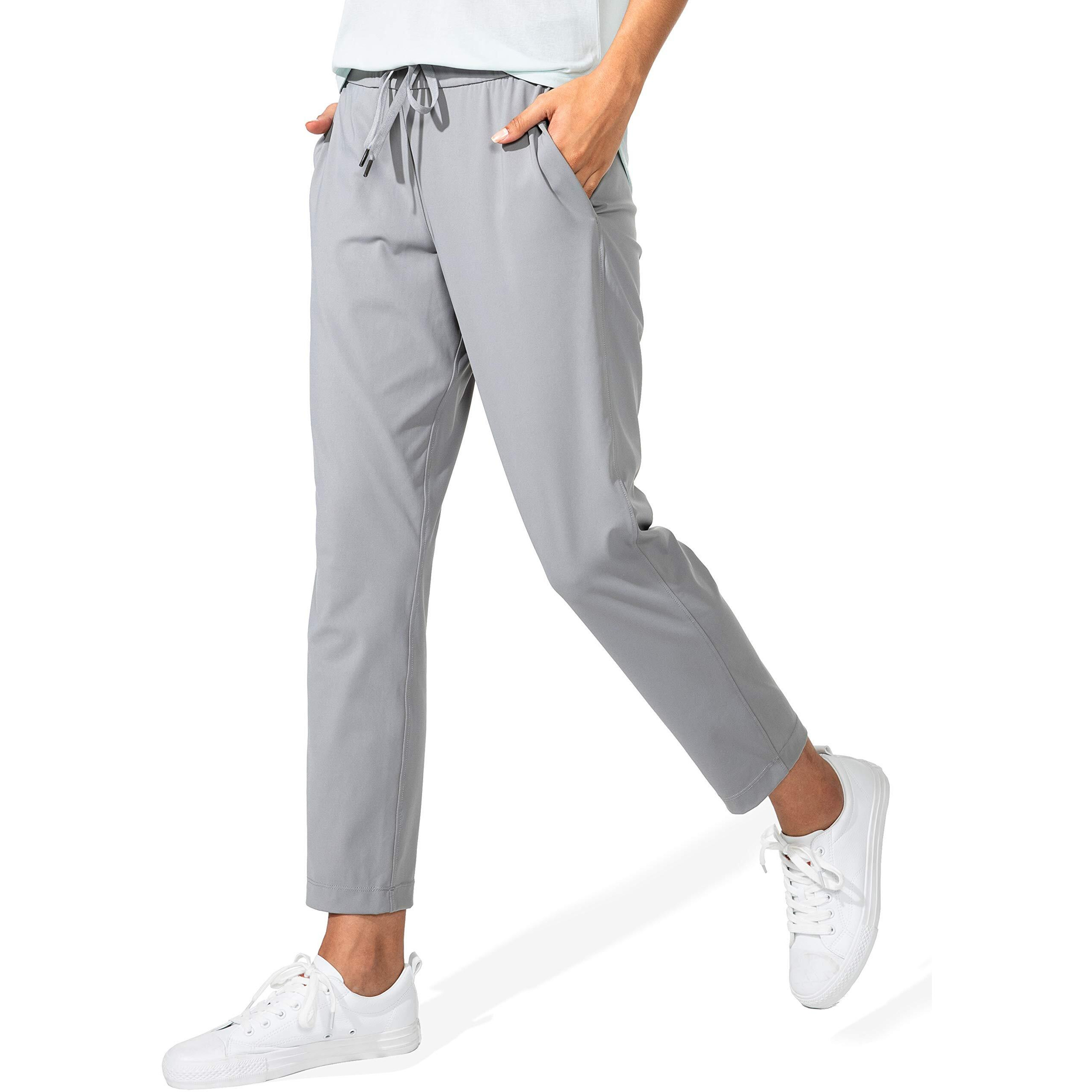 G Gradual Women's Pants With Deep Pockets 7/8 Stretch Sweatpants For Women Athletic, Golf, Lounge, Work (Light Grey, Medium)