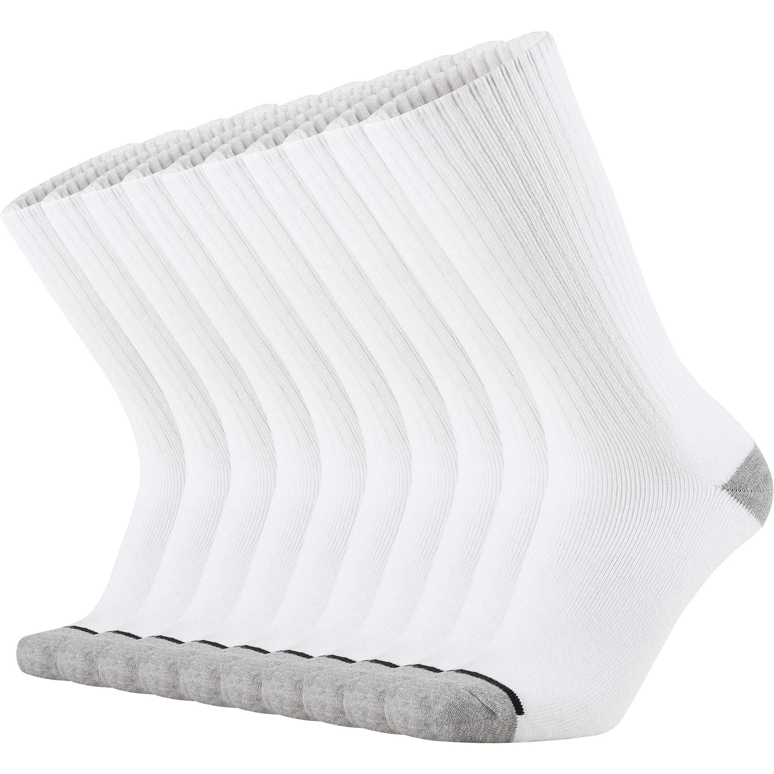 Onke Men's Cotton Work Boot Heavy Cushion Crew Socks, L /10-13, White (10 Pack)