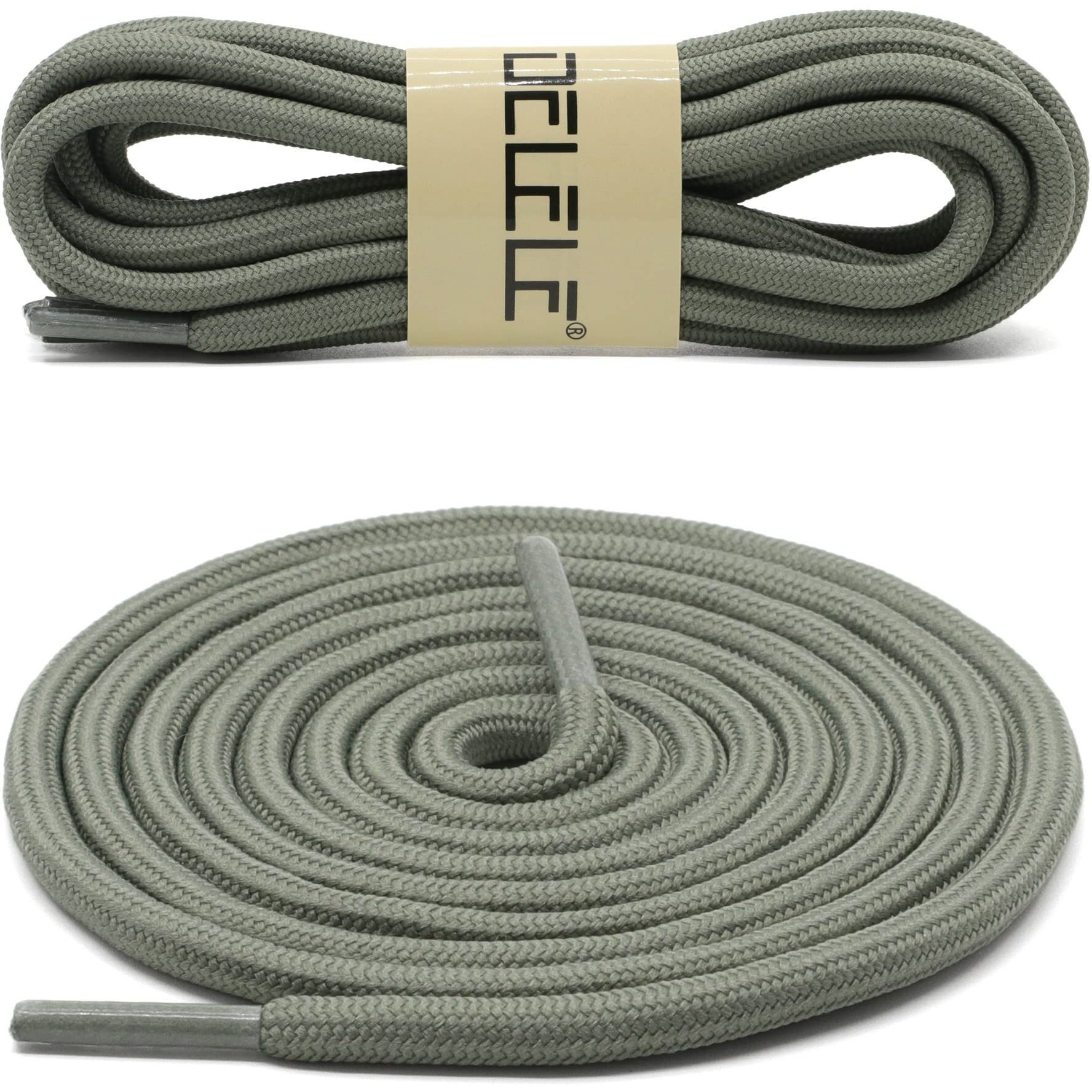 Delele 2 Pair Thick Round Solid Climbing Shoelaces Gray Green Hiking Shoe Laces Boot Laces 47 Inch