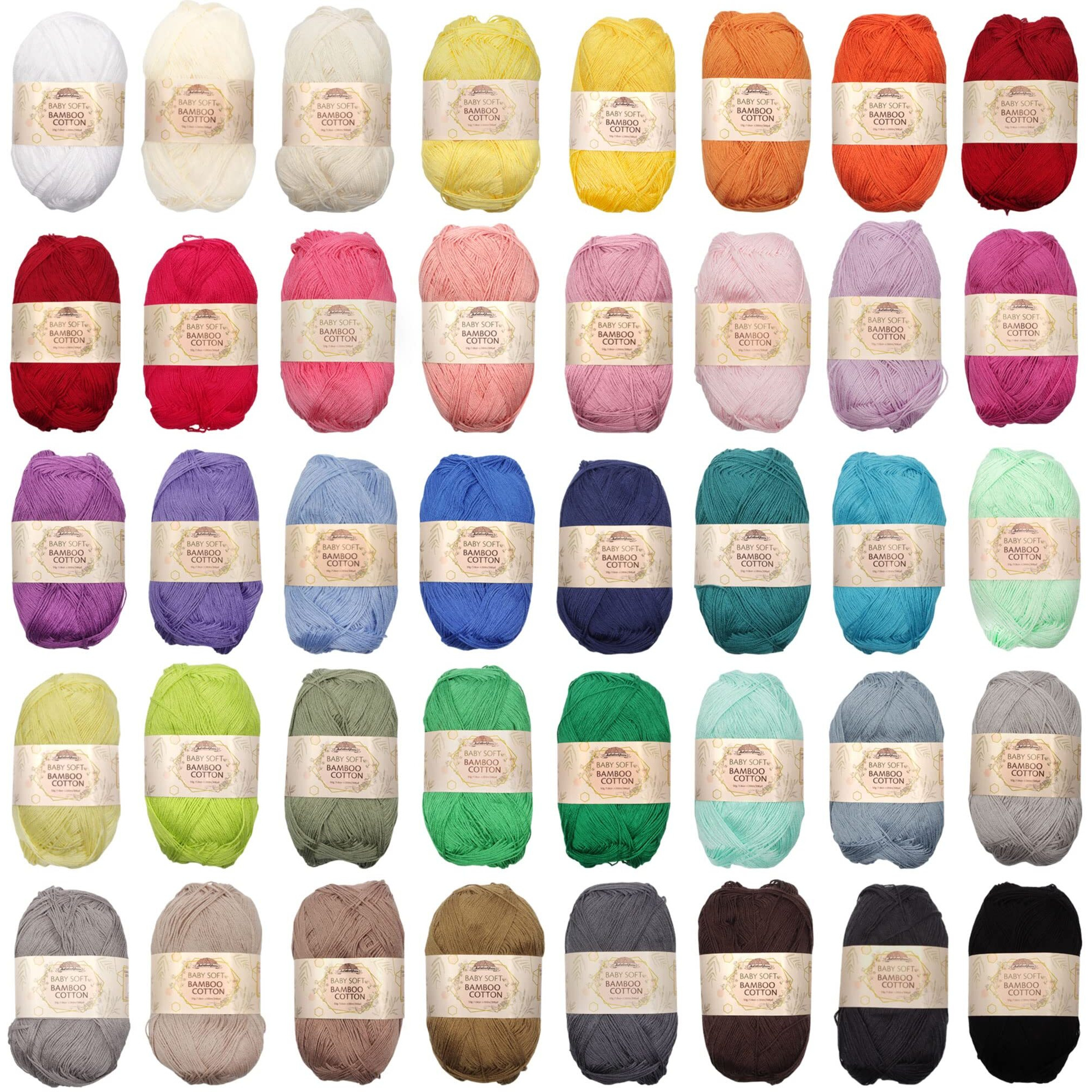 Jubileeyarn Baby Soft Bamboo Cotton Yarn - 50Gskein - Variety Pack - 12 Skeins